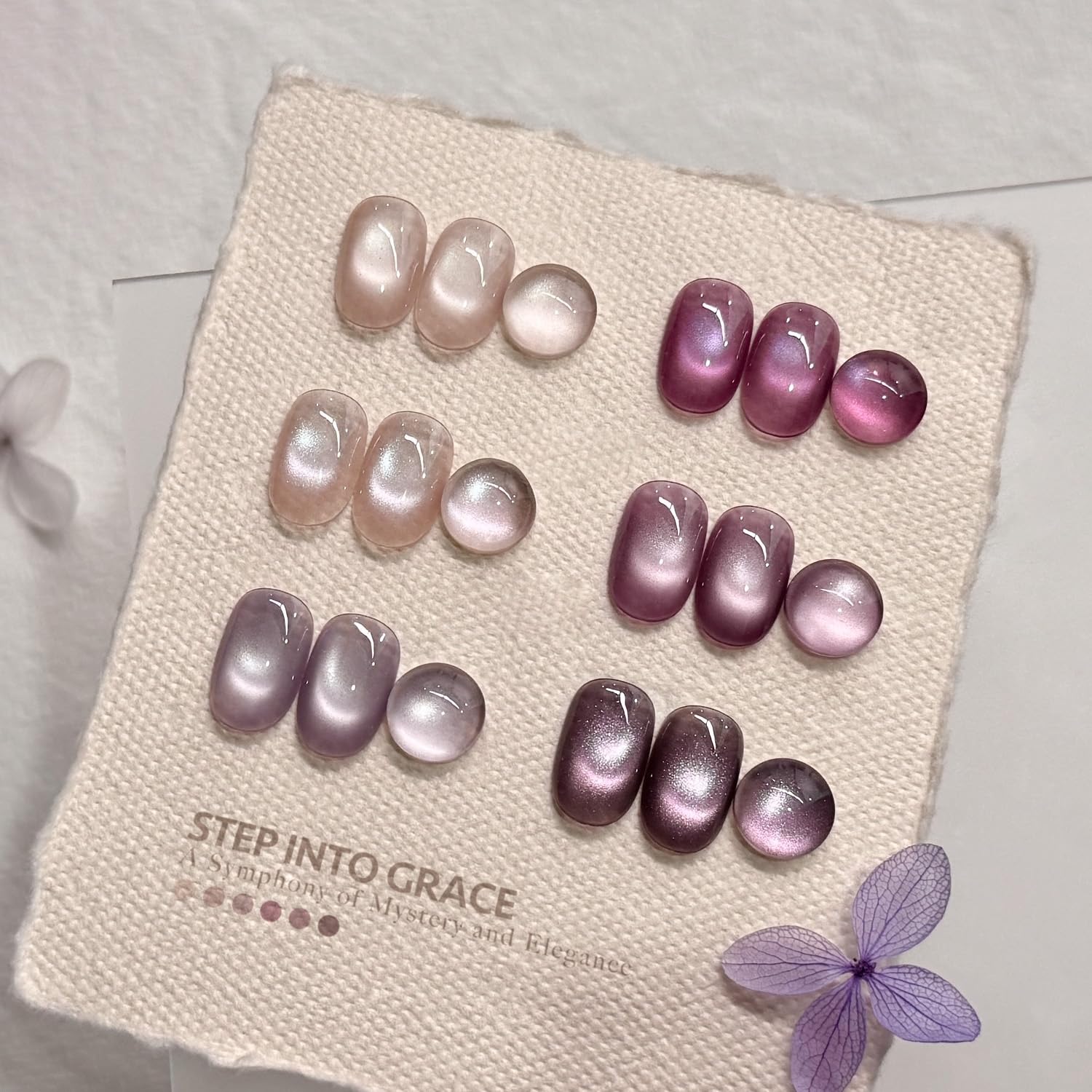 GAOY Purple Cat Eye Gel Polish Kit with Magnet – 6 Glitter Holographic Colors for DIY Manicure