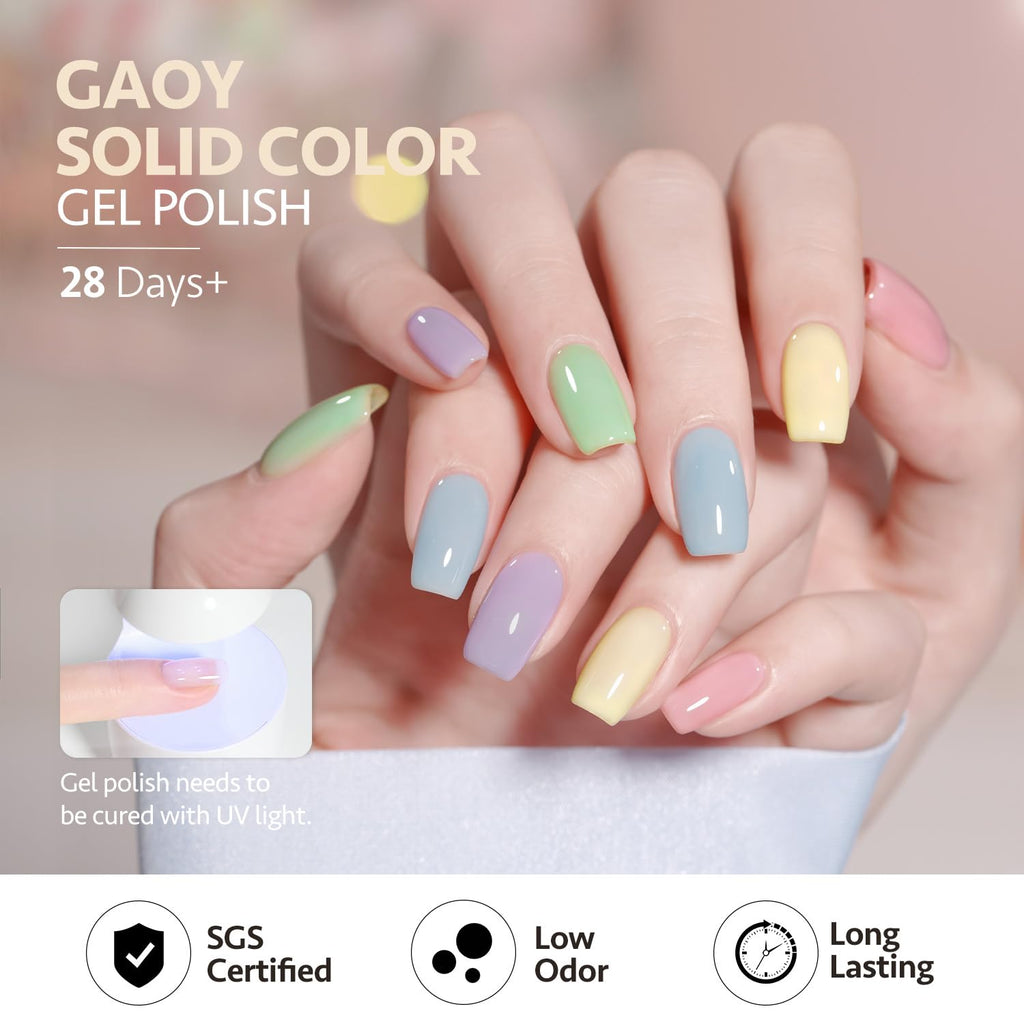 GAOY Pastel Pink Blue Gel Nail Polish Set - 6 Colors for Home or Salon