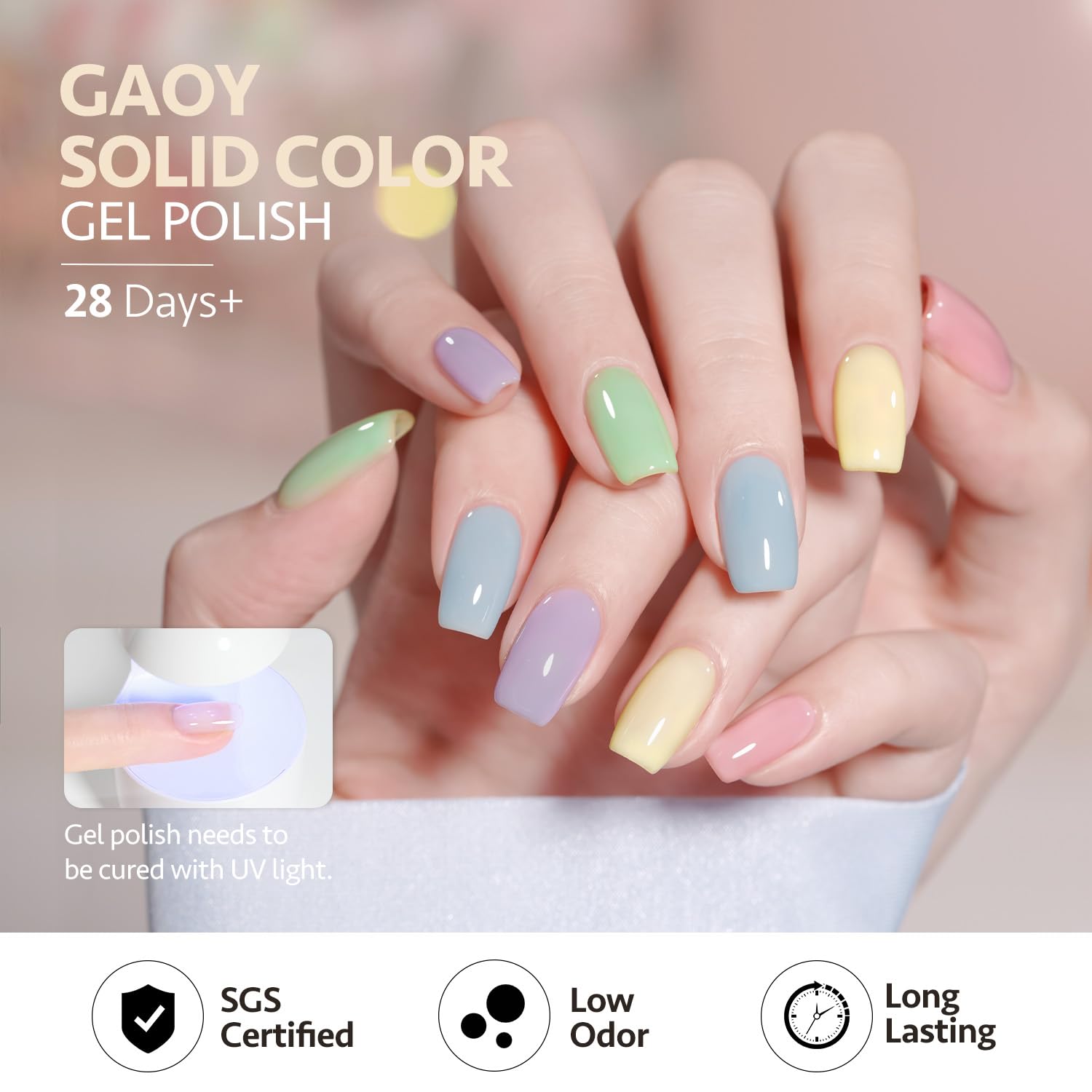 GAOY Pastel Pink Blue Gel Nail Polish Set - 6 Colors for Home or Salon