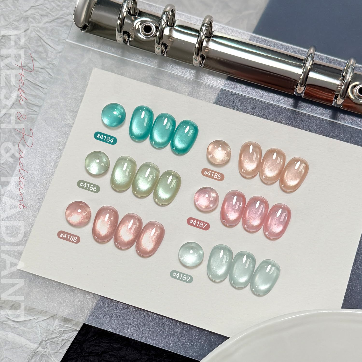 GAOY Glassy Cat Eye Gel Polish Kit with Magnet – 6 Color Blue-Green Glitter Holographic Gel for DIY Manicure