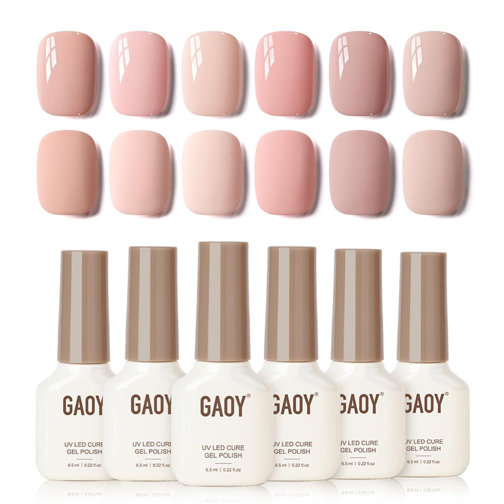 GAOY Macaron Nail Gel Polish Set – Peach Pink Nude Shades for Home & Salon Manicures