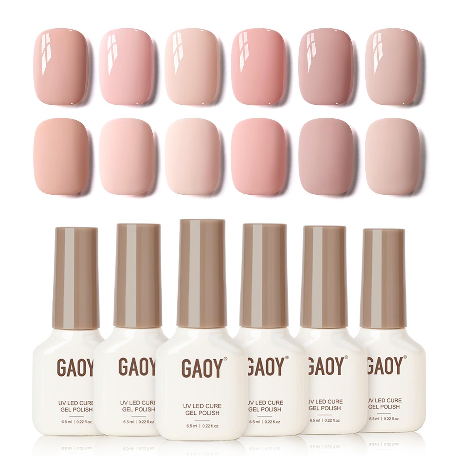 GAOY Macaron Nail Gel Polish Set – Peach Pink Nude Shades for Home & Salon Manicures