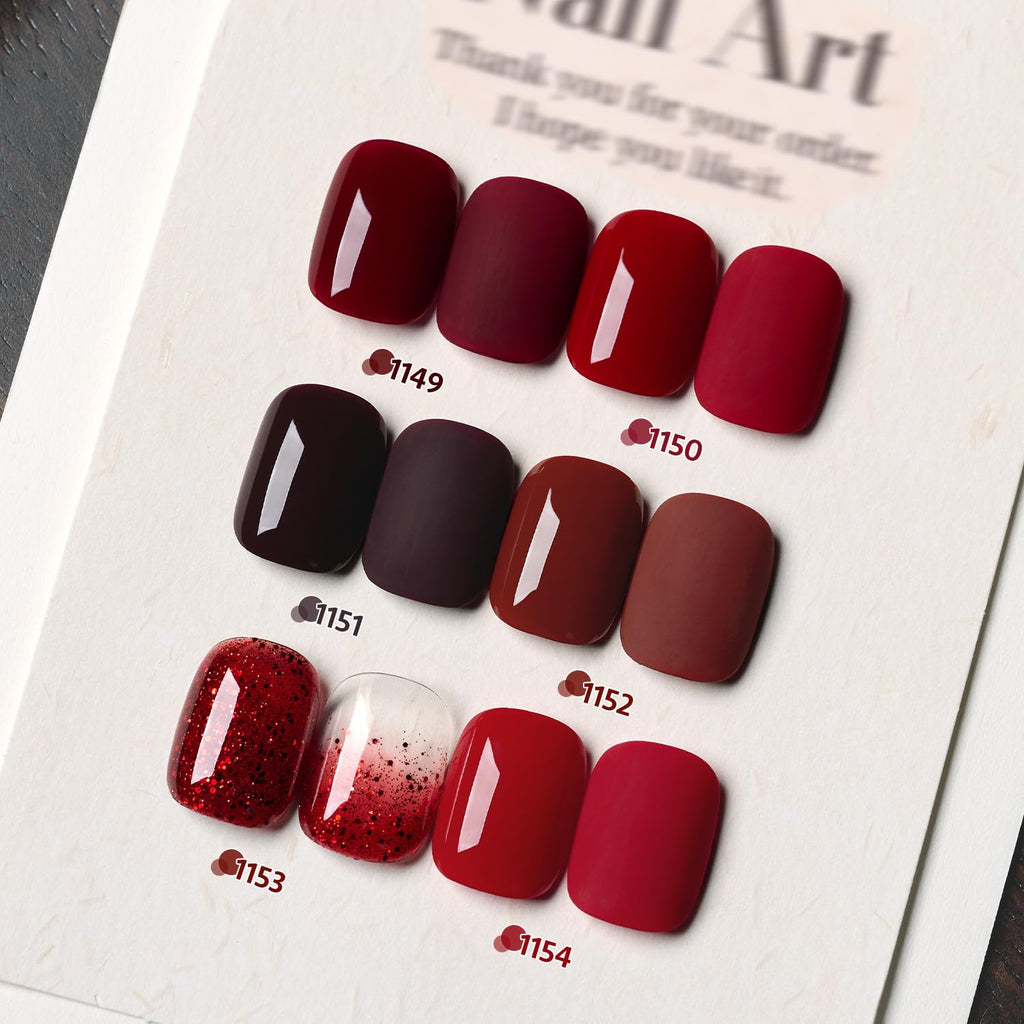 GAOY Burgundy Red Gel Nail Polish Set – 6 Colors UV/LED Soak-Off Kit for Home Manicure | Dark Cherry & Wine Red