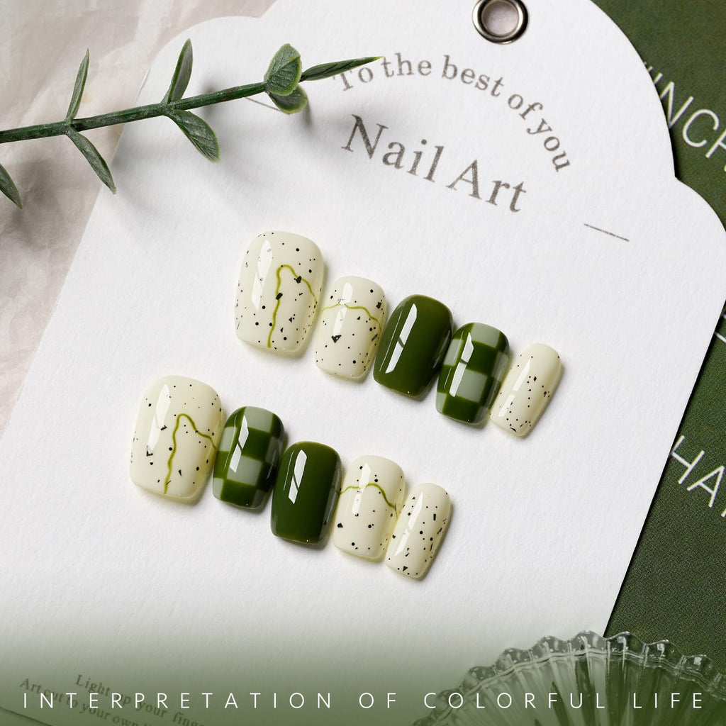 GAOY 23-Piece Gel Polish Kit – Green Glitter Colors, Glossy & Matte Top Coats, Base Coat for At-Home Nail Art