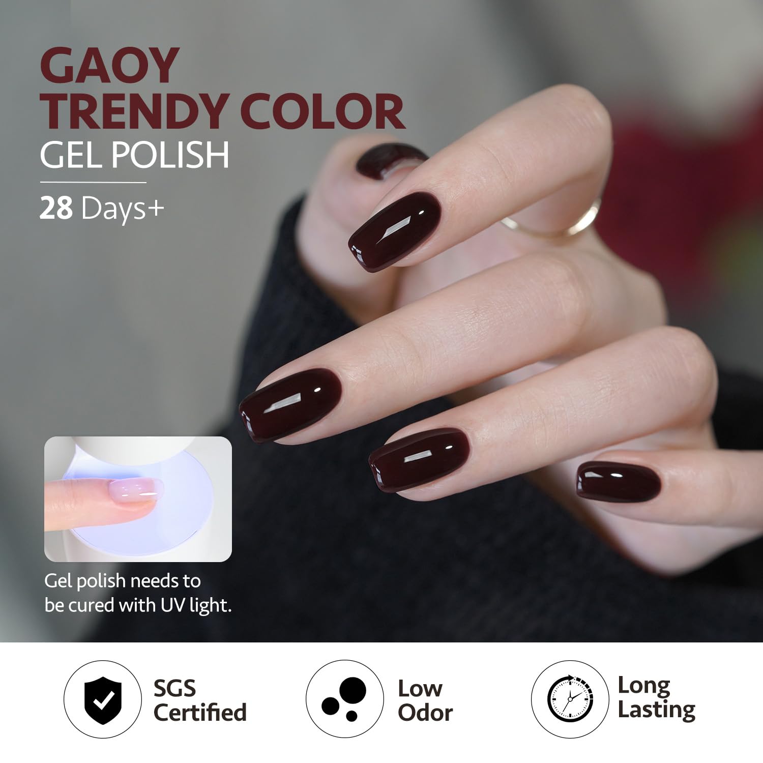 GAOY 23-Pcs Gel Nail Polish Kit – Red Glitter Colors with Glossy & Matte Top Coats