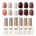 GAOY Mauve Gel Nail Polish Set – 6 Neutral Nude Shades (Brown-Red to Pink), Lamp-Cure Required