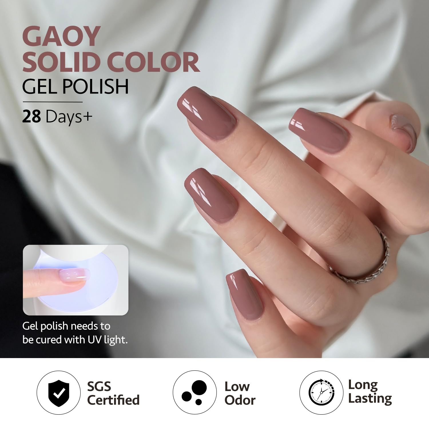 GAOY Mauve Gel Nail Polish Set – 6 Neutral Nude Shades (Brown-Red to Pink), Lamp-Cure Required