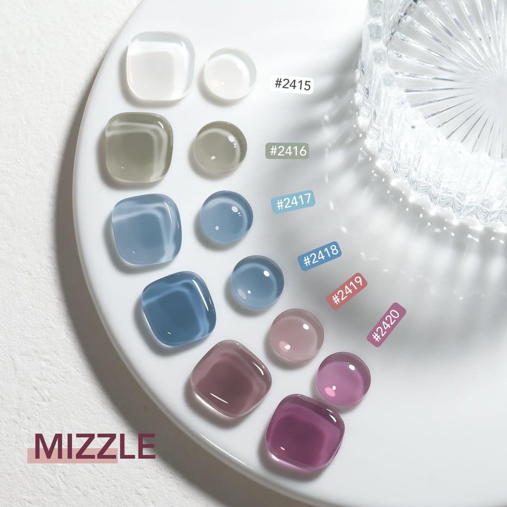 GAOY Mizzle Gel Nail Polish Kit — Jelly Milky White, Blue Gray & Purple (6 Colors) for At-Home Manicures