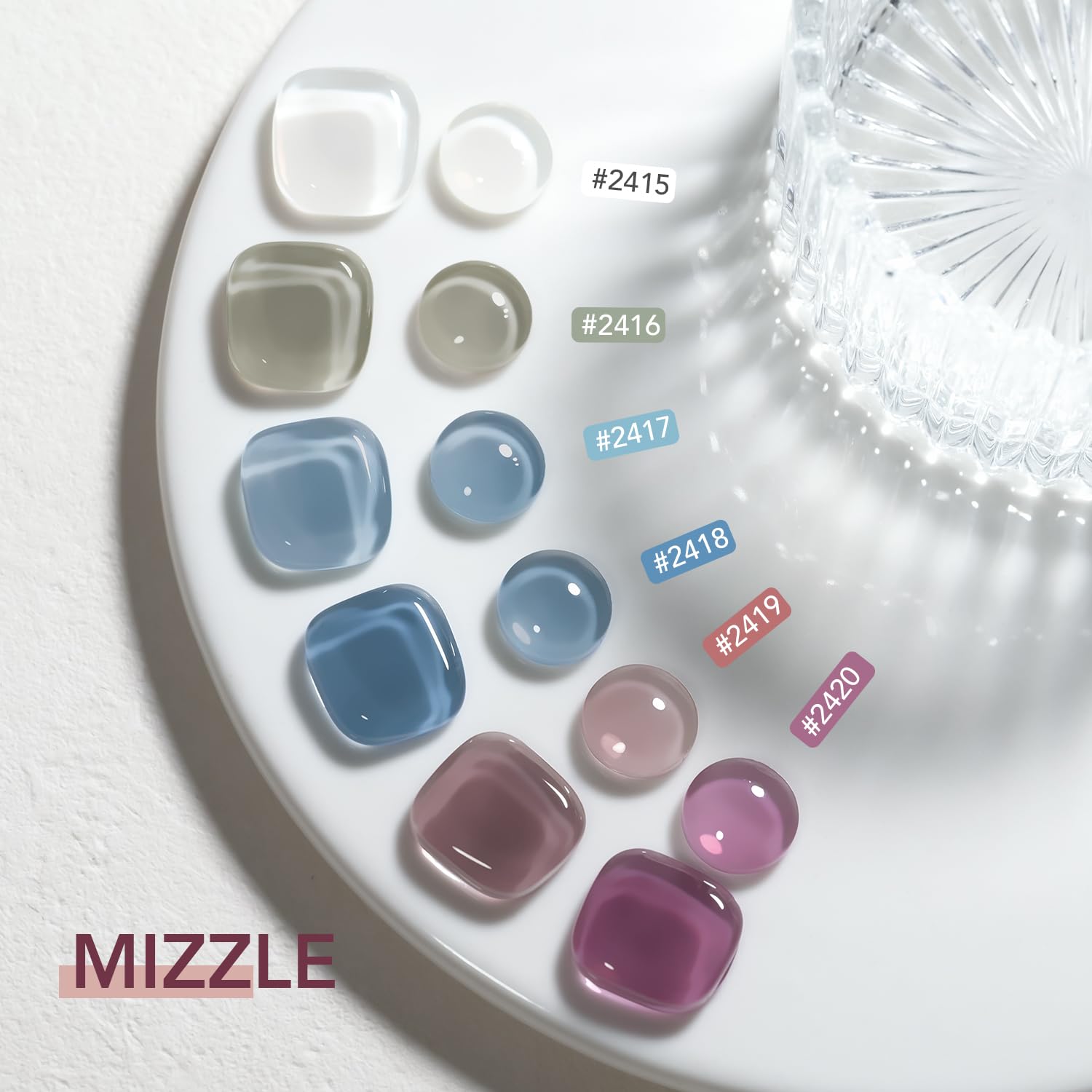 GAOY Mizzle Gel Nail Polish Kit — Jelly Milky White, Blue Gray & Purple (6 Colors) for At-Home Manicures