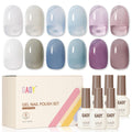 GAOY Mizzle Gel Nail Polish Kit — Jelly Milky White, Blue Gray & Purple (6 Colors) for At-Home Manicures