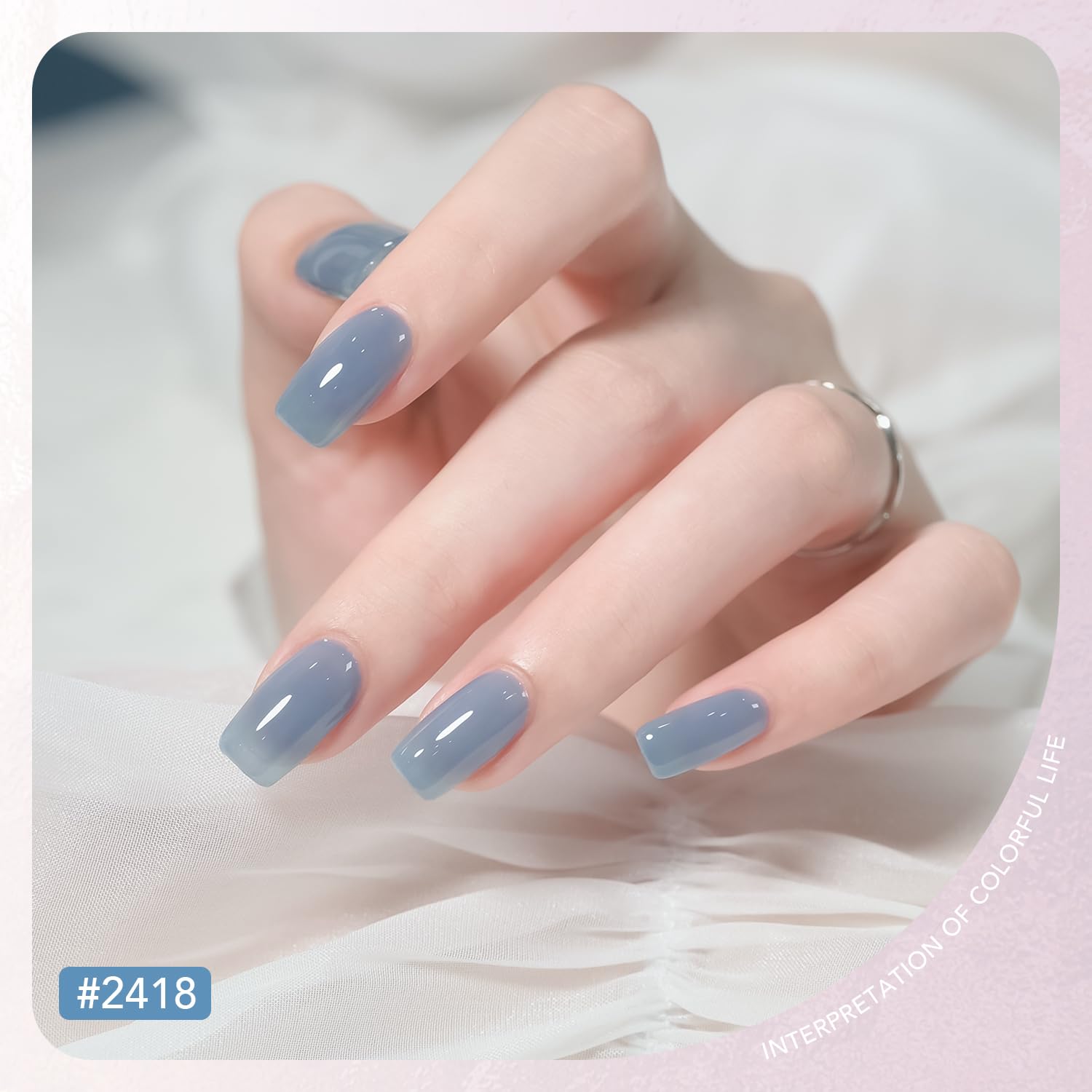 GAOY Mizzle Gel Nail Polish Kit — Jelly Milky White, Blue Gray & Purple (6 Colors) for At-Home Manicures