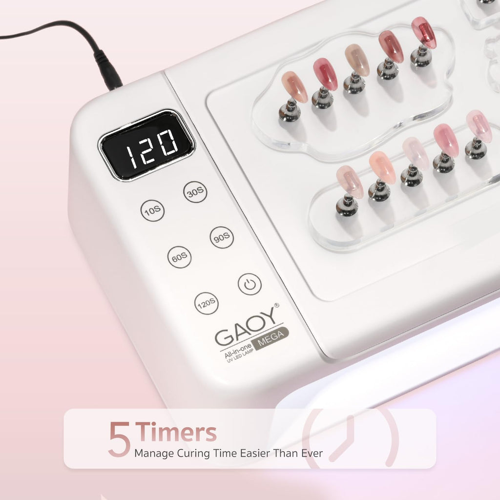 GAOY Professional Nail Curing Lamp - Mega UV LED, Arm Rest & Retractable Tray