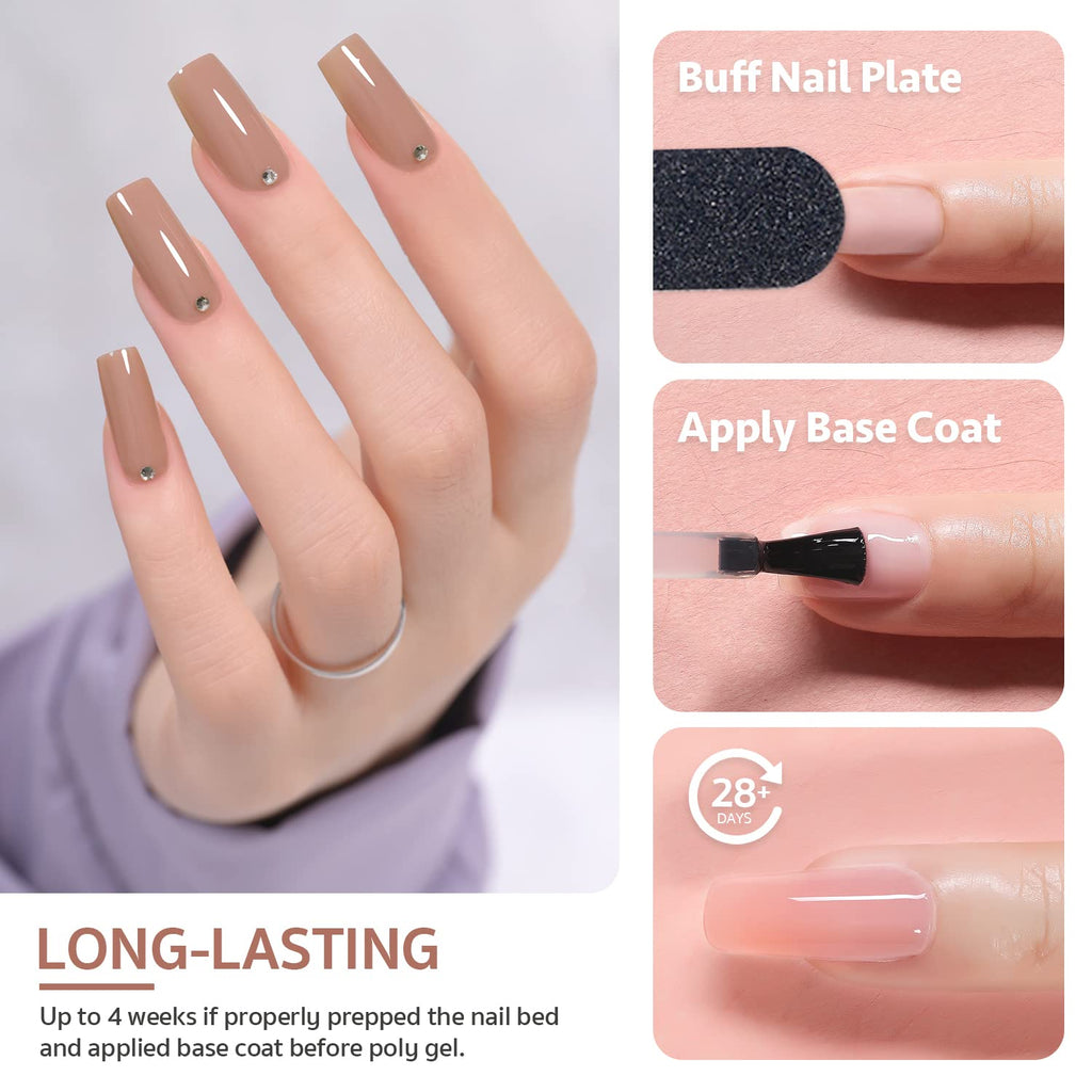 GAOY Poly Gel Nail Kit with UV Light Starter Kit – 6 Colors Nude Pink Black Builder Gel for Beginners