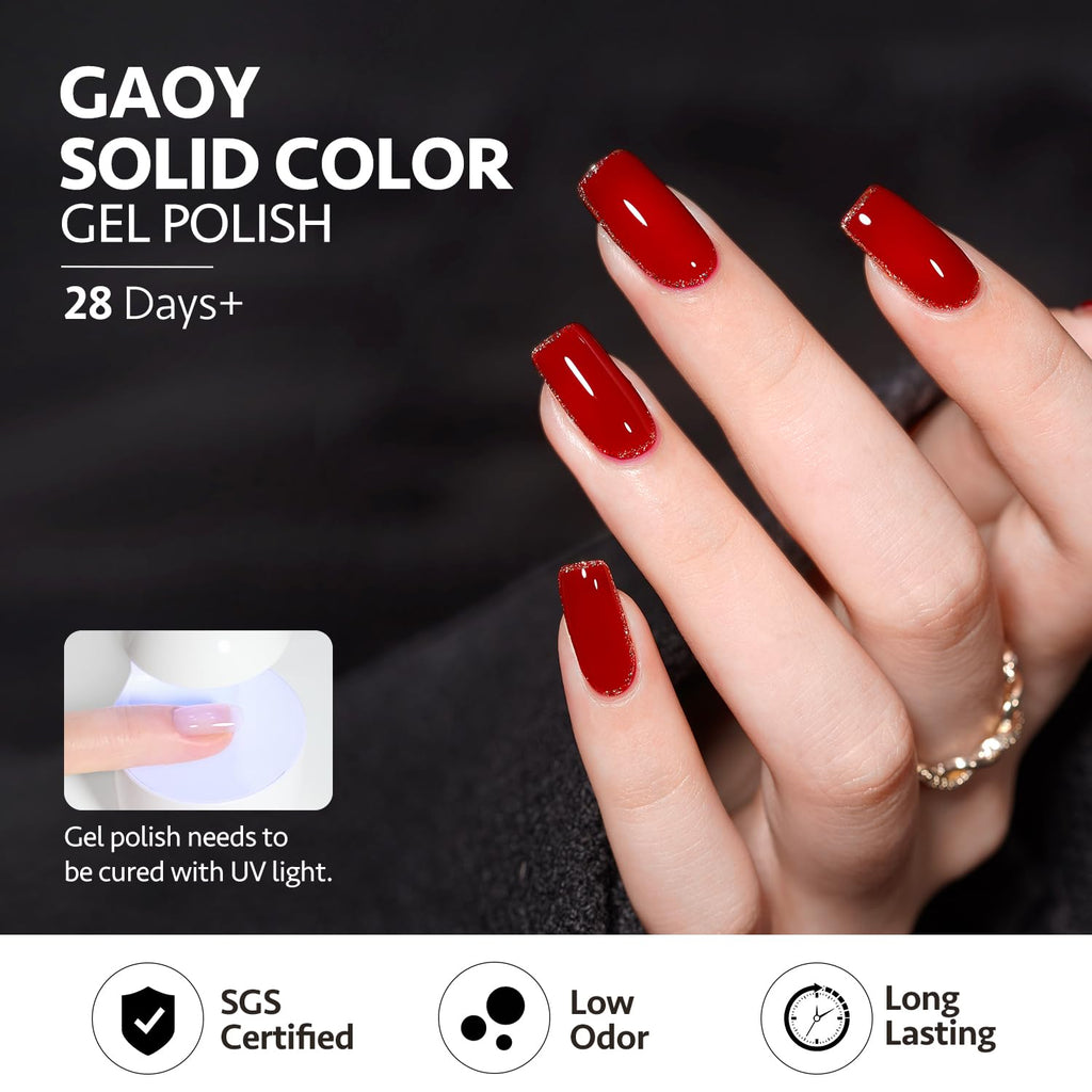 GAOY Burgundy Red Gel Nail Polish Set – 6 Colors UV/LED Soak-Off Kit for Home Manicure | Dark Cherry & Wine Red