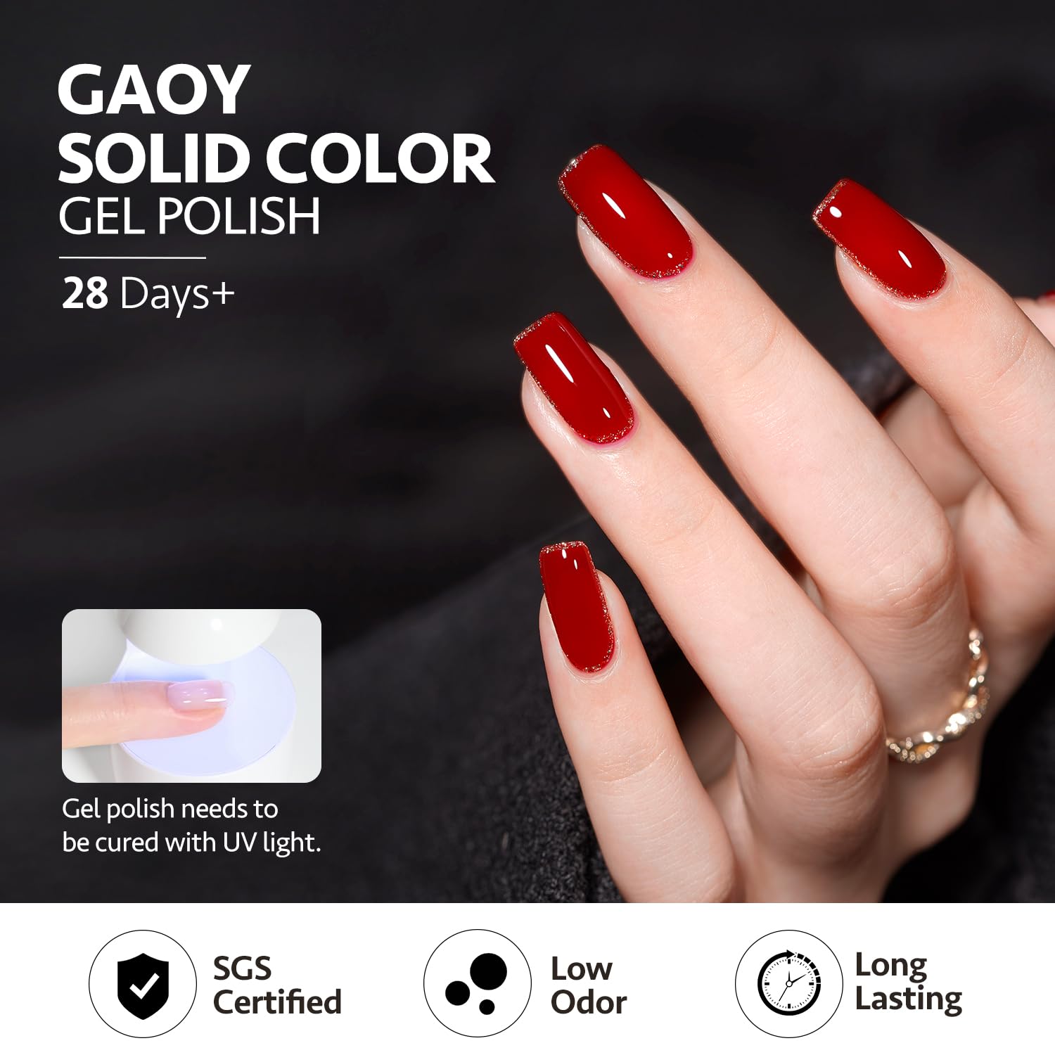 GAOY Burgundy Red Gel Nail Polish Set – 6 Colors UV/LED Soak-Off Kit for Home Manicure | Dark Cherry & Wine Red