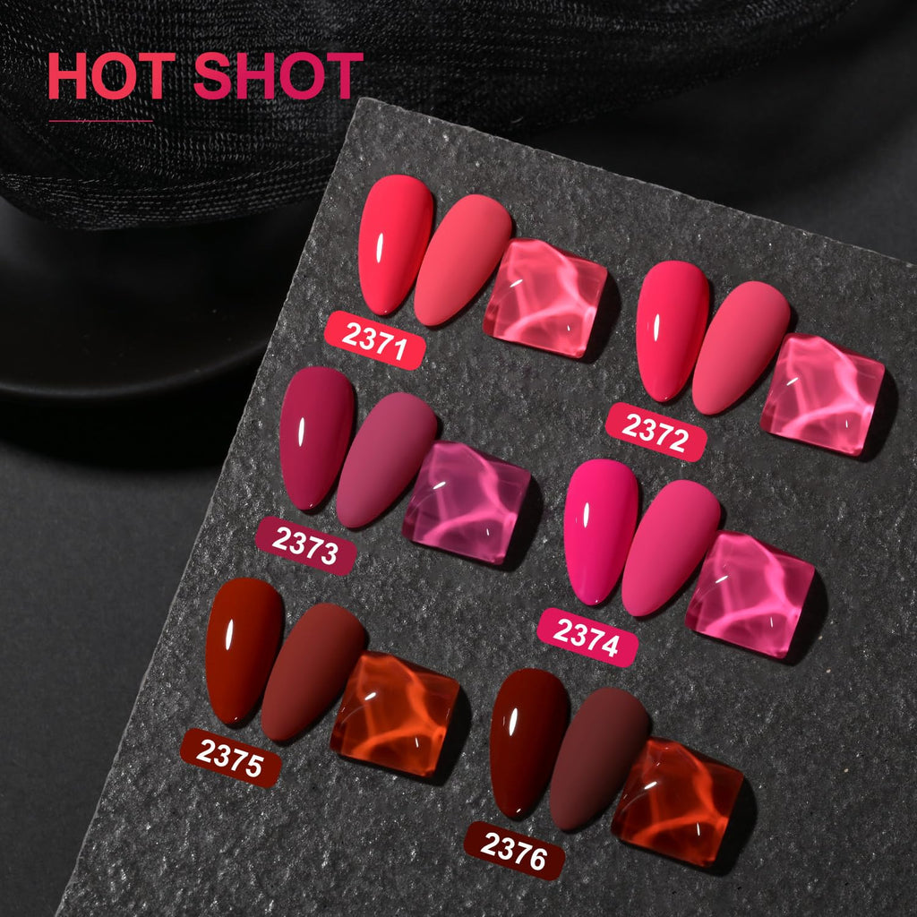 GAOY Red Hot Pink Gel Nail Polish Set – 6 Neon Colors, Soak Off, UV Light Cure | Salon & Home DIY