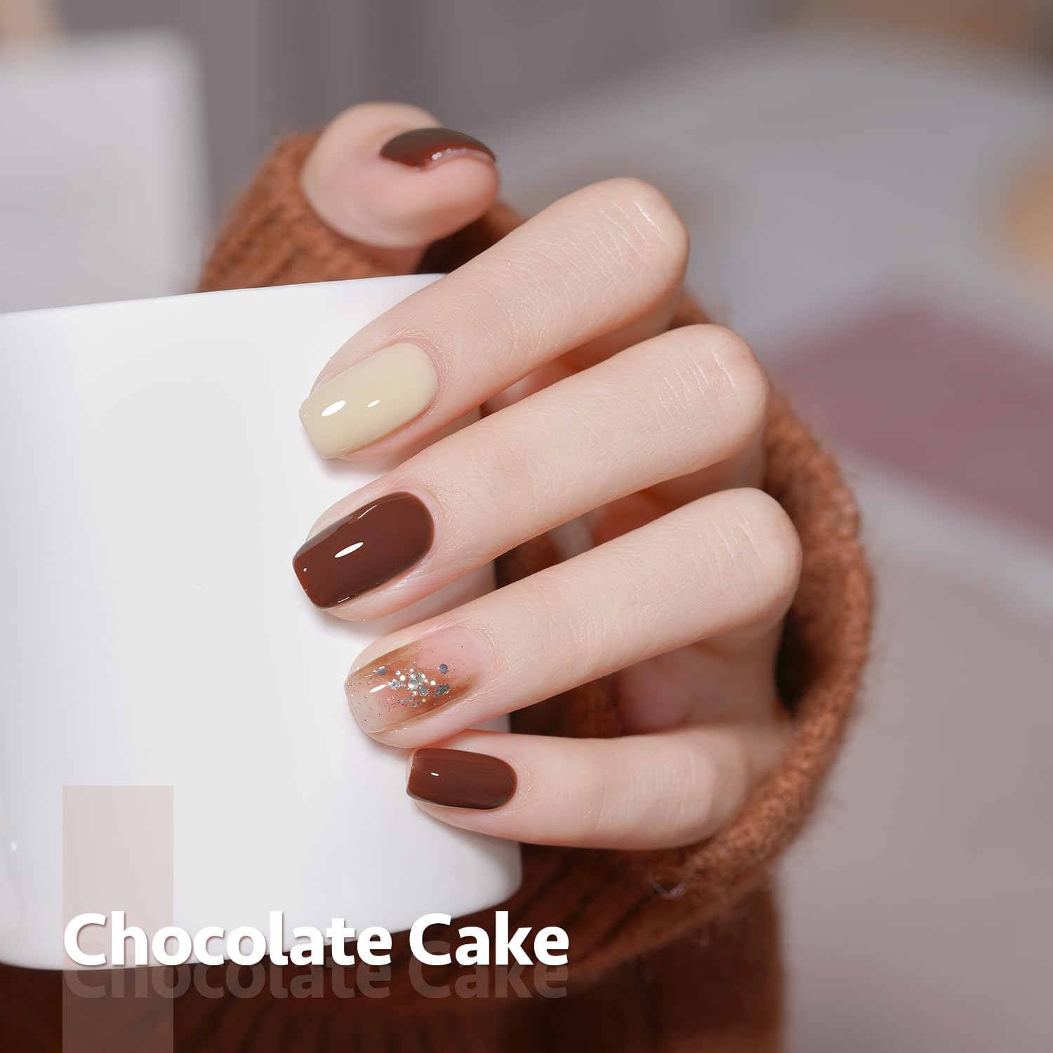 GAOY Nude Brown Fall Gel Nail Polish Set – 6 Colors for At-Home Nail Art