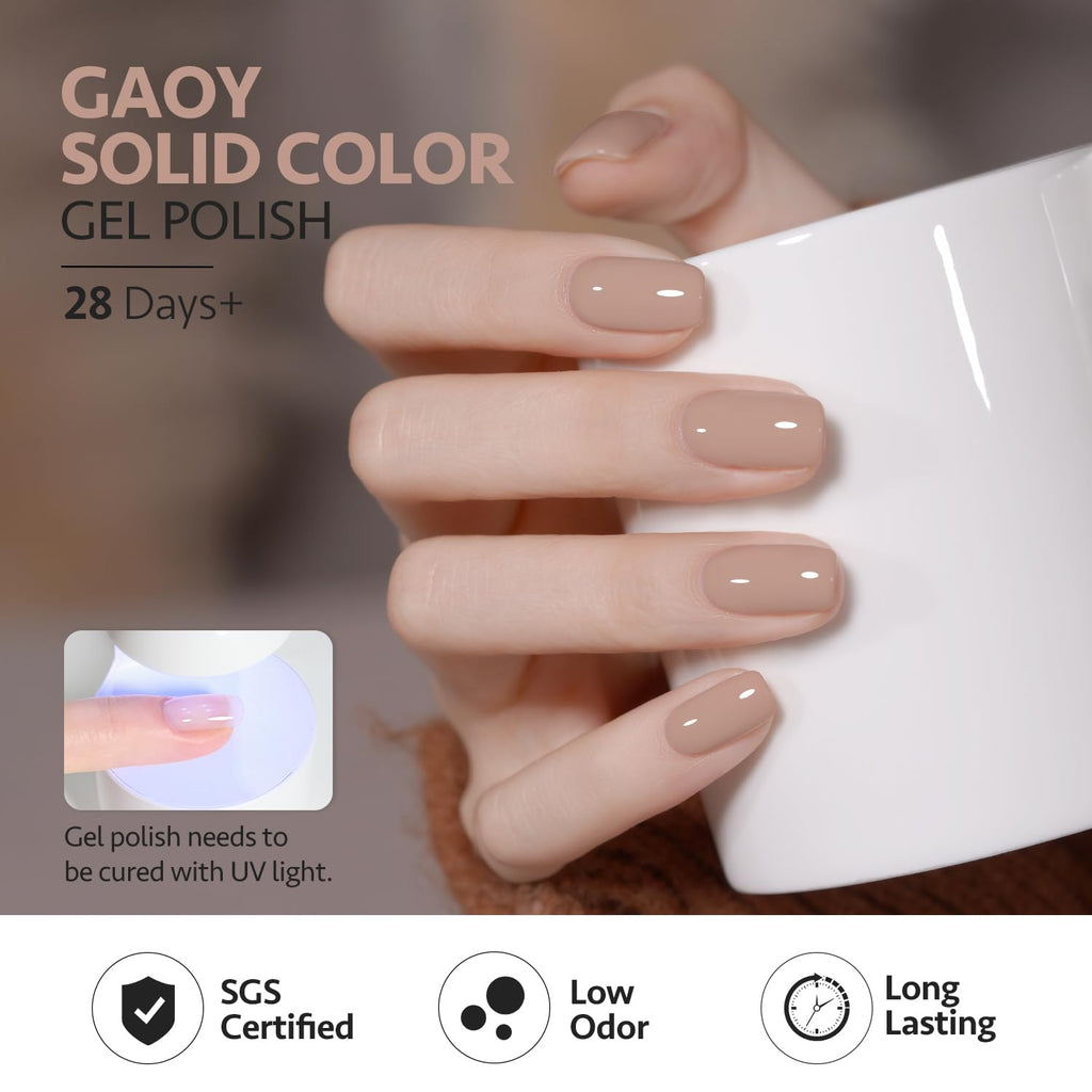 GAOY Nude Brown Fall Gel Nail Polish Set – 6 Colors for At-Home Nail Art
