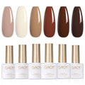 GAOY Nude Brown Fall Gel Nail Polish Set – 6 Colors for At-Home Nail Art