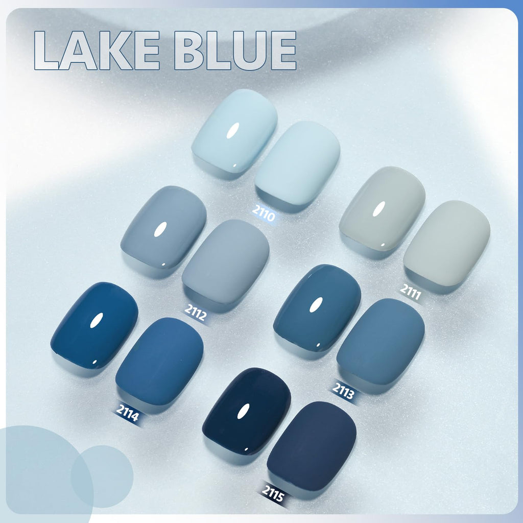 GAOY Blue Navy Gel Nail Polish Set — 6 Colors (Nude, Gray, Baby Blue) Soak-Off UV Kit