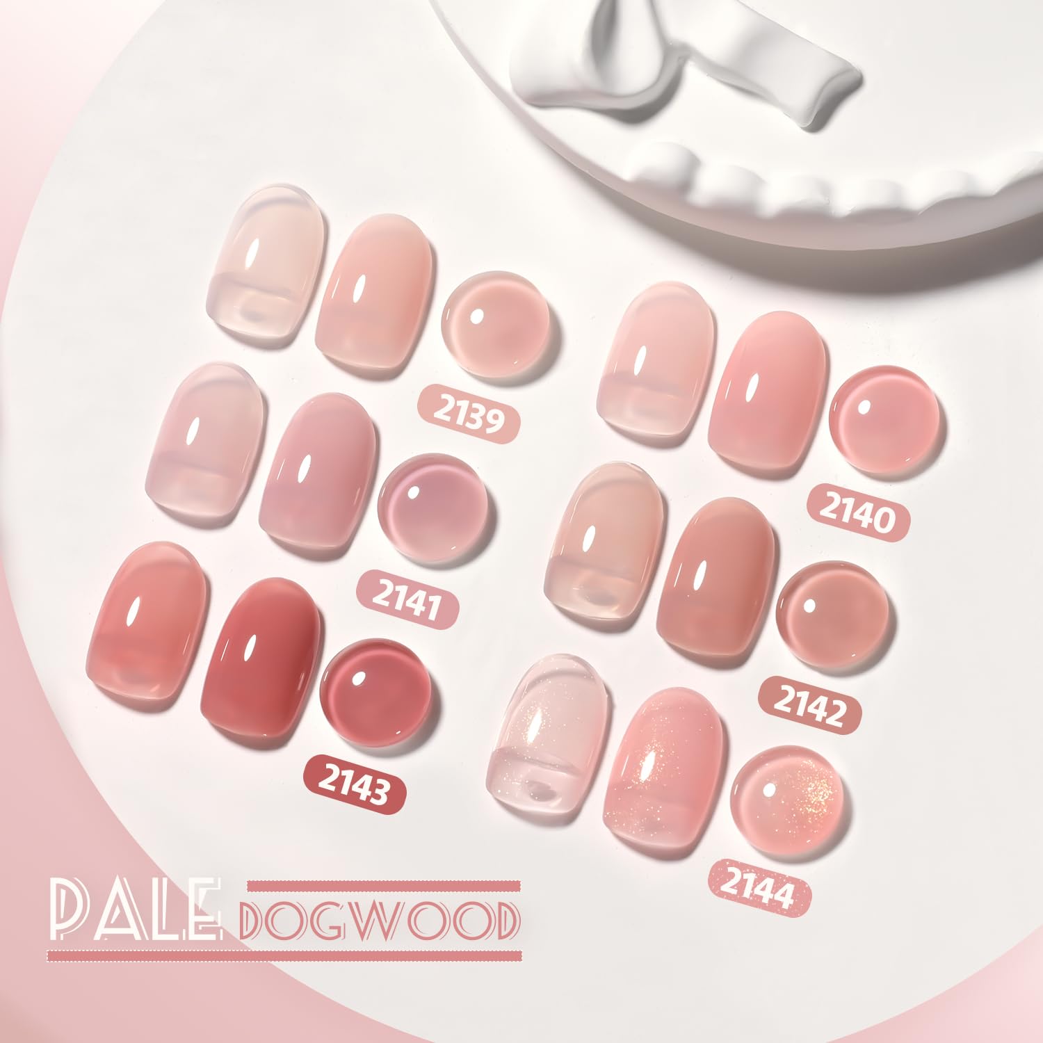 GAOY Nude Jelly Gel Nail Polish Kit – 6 Milky Pink Brown Shimmer Colors for Home Manicures
