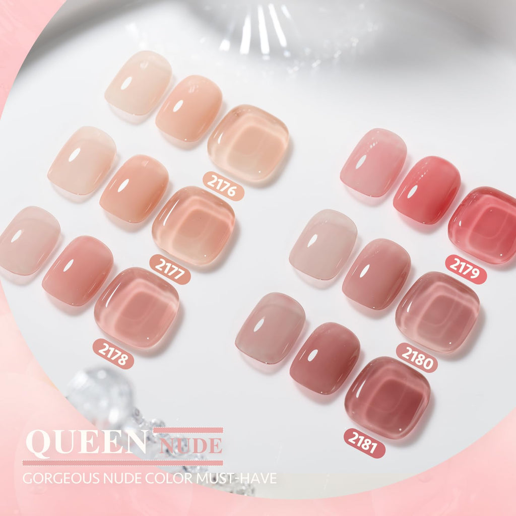 GAOY Nude Jelly Gel Nail Polish Set | 6 Milky Pink Neutral Shades for Salon and Home