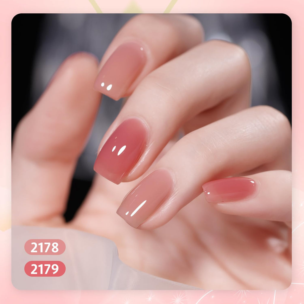 GAOY Nude Jelly Gel Nail Polish Set | 6 Milky Pink Neutral Shades for Salon and Home