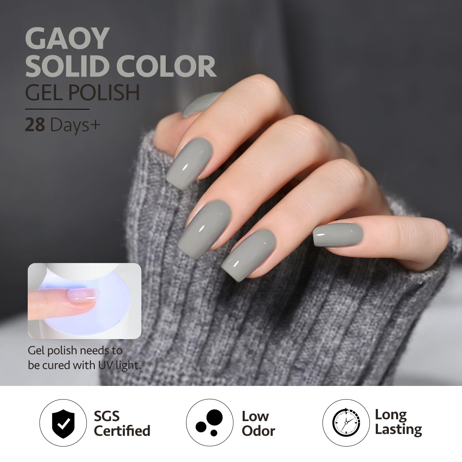 GAOY Gray Gel Nail Polish Set - 6 Nude Brown Beige Colors, UV Light Cure
