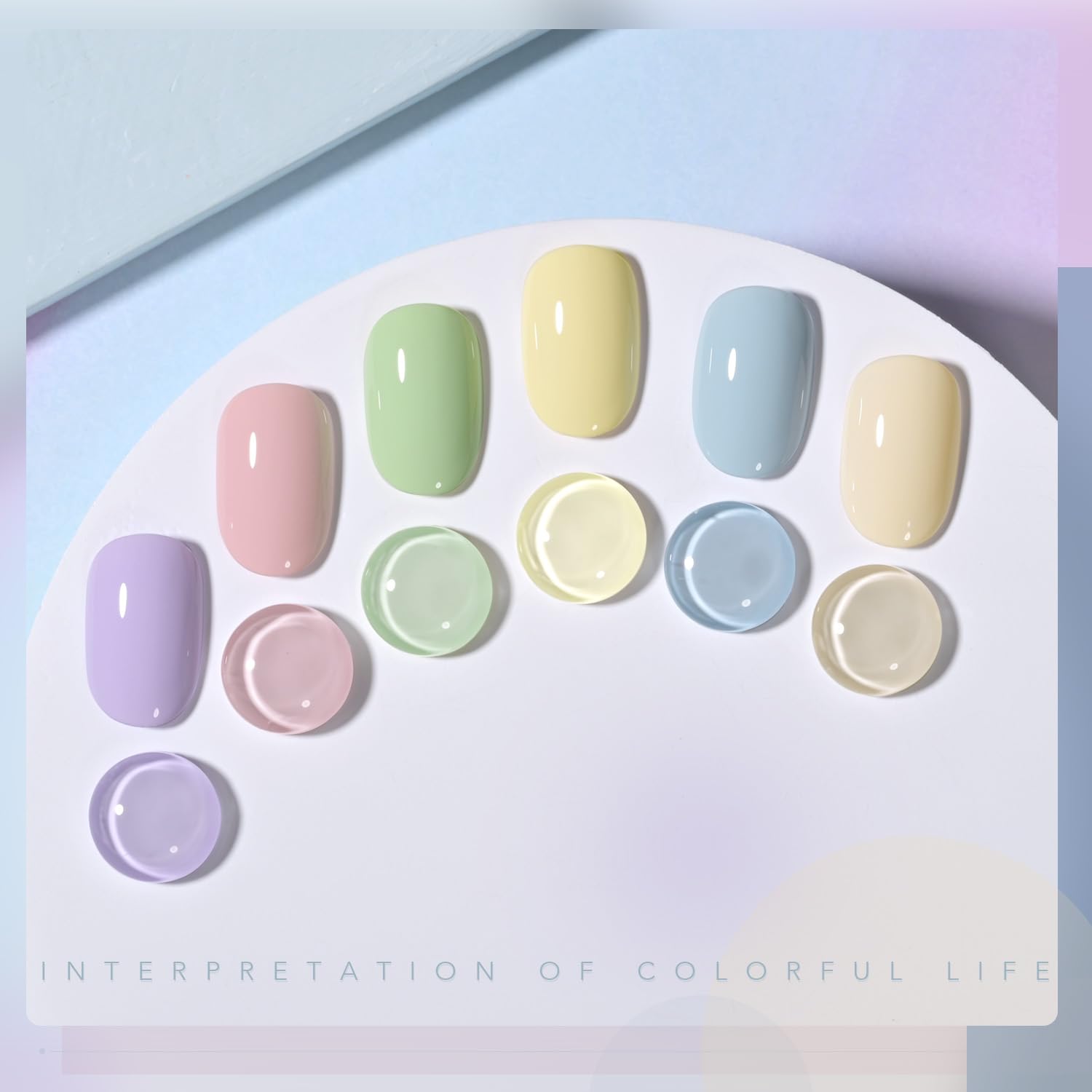 GAOY Pastel Pink Blue Gel Nail Polish Set - 6 Colors for Home or Salon
