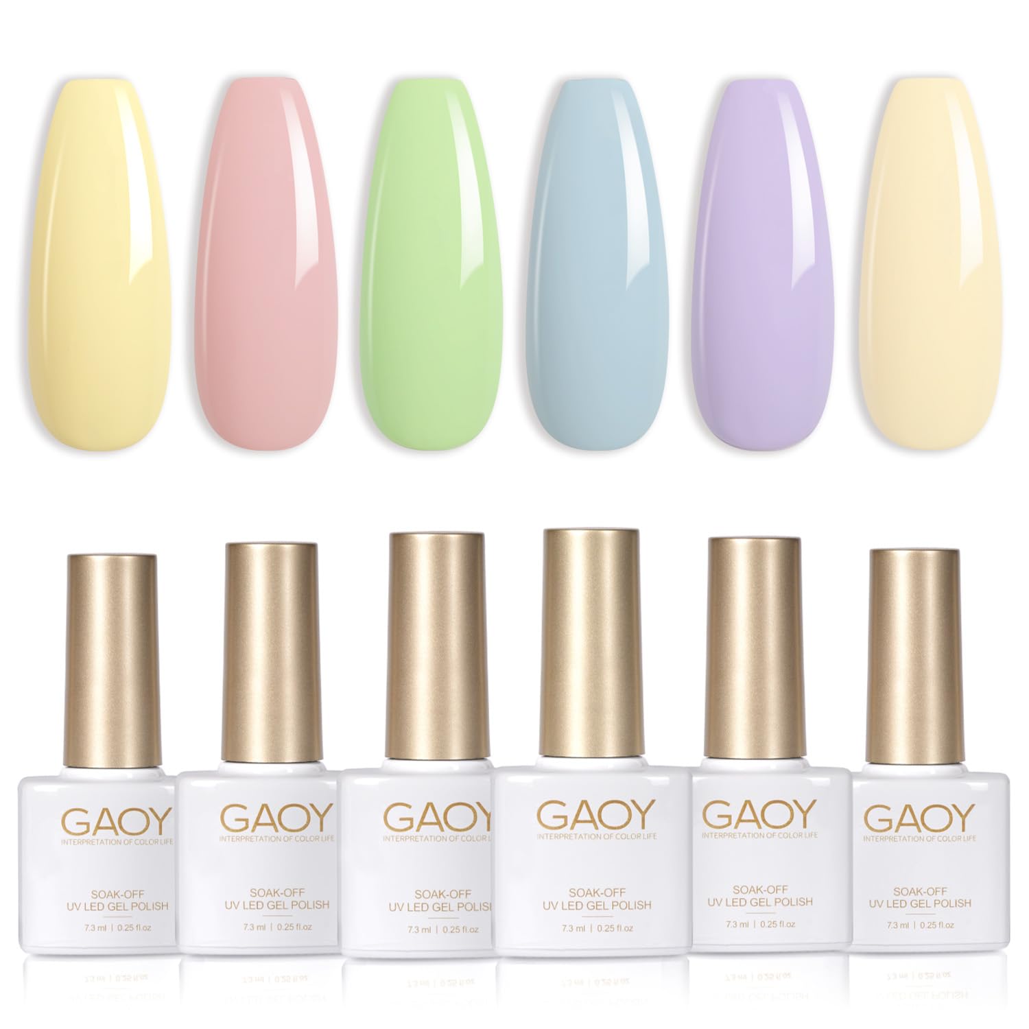 GAOY Pastel Pink Blue Gel Nail Polish Set - 6 Colors for Home or Salon
