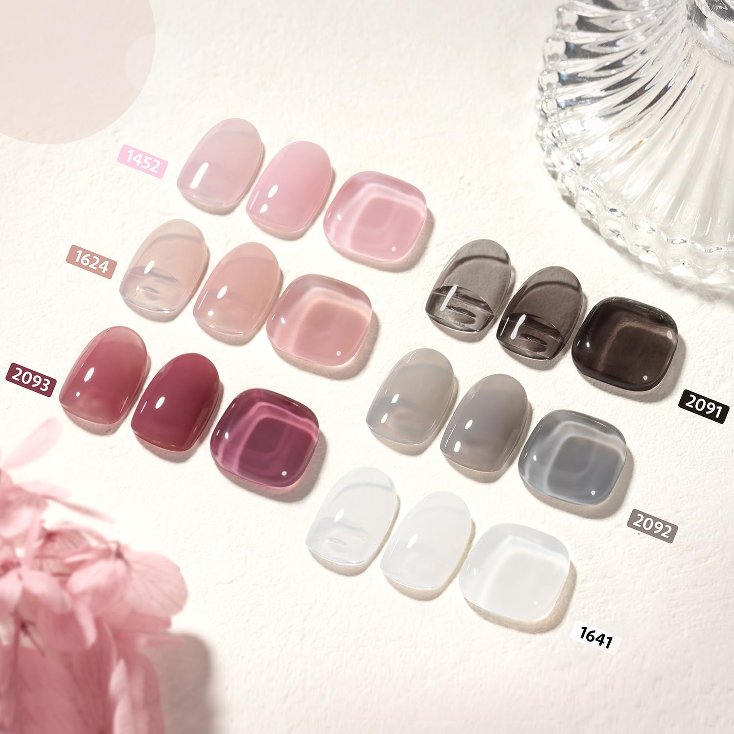 GAOY Jelly Gel Nail Polish Kit – 6 Colors Gray Pink Nude Milky Black White for DIY Manicure and Salon-Quality Gel Nails