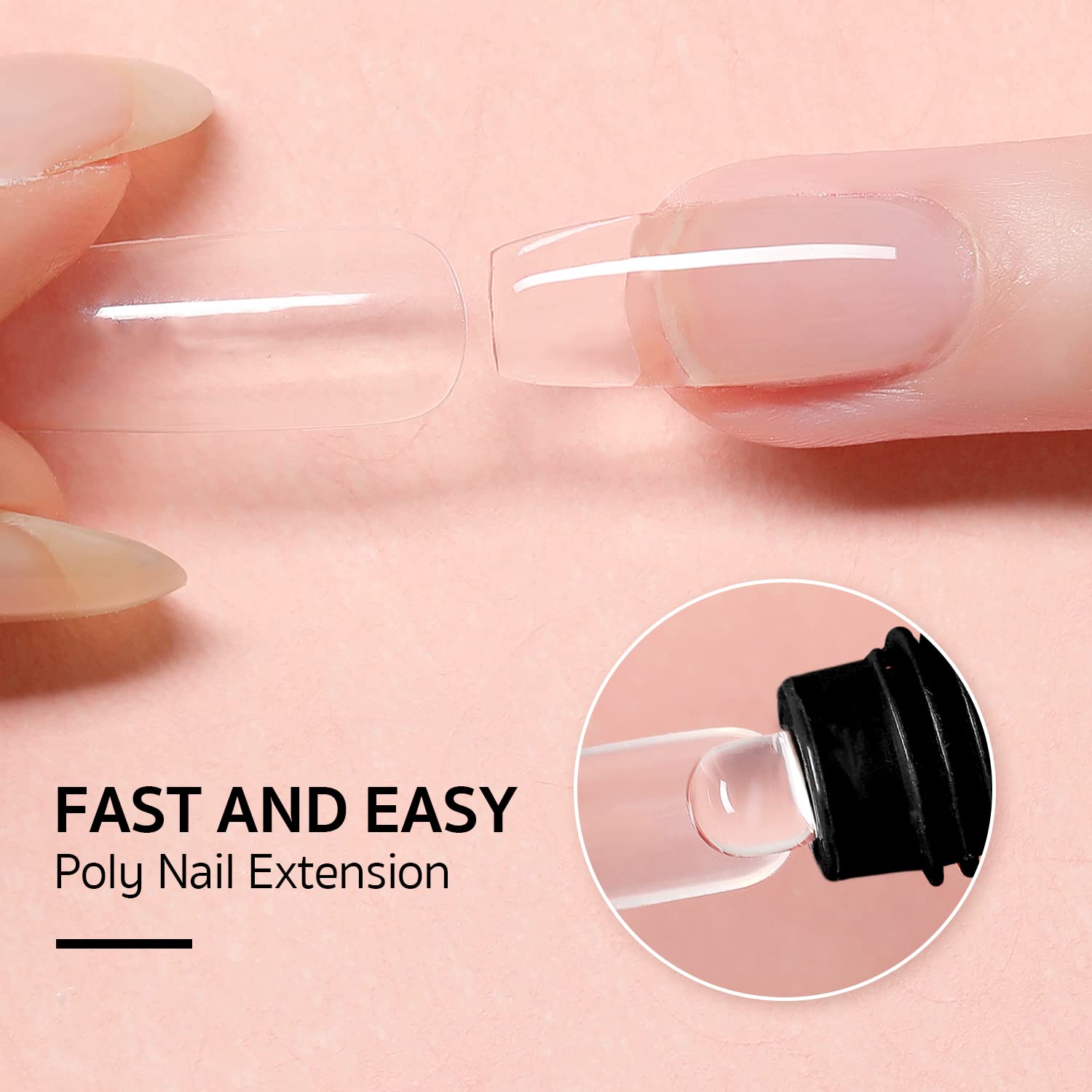 GAOY Poly Gel Nail Kit with UV Light Starter Kit – 6 Colors Nude Pink Black Builder Gel for Beginners