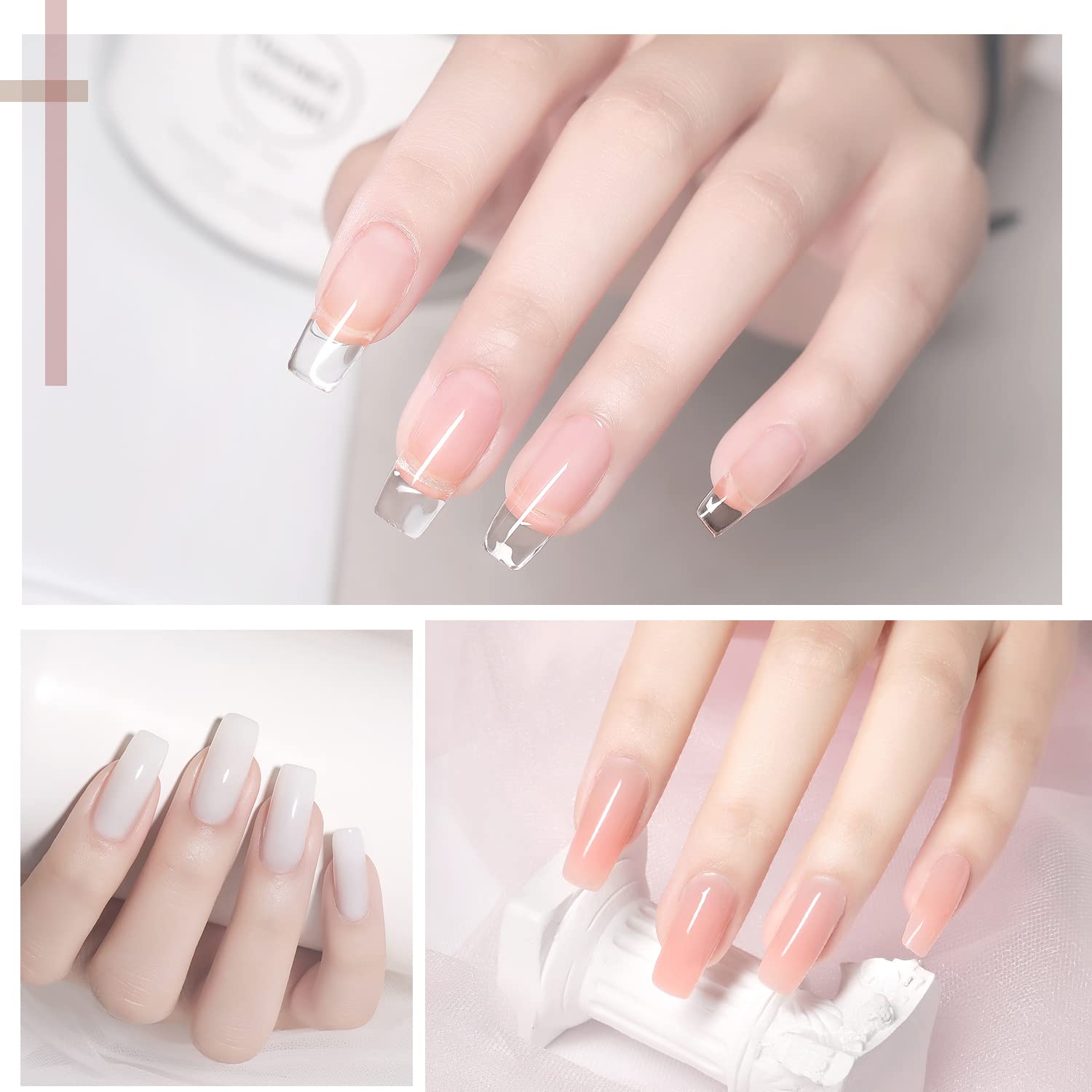GAOY Poly Gel Set – 6 Nude Pink Builder Gels for Nail Extensions | Beginner to Pro DIY