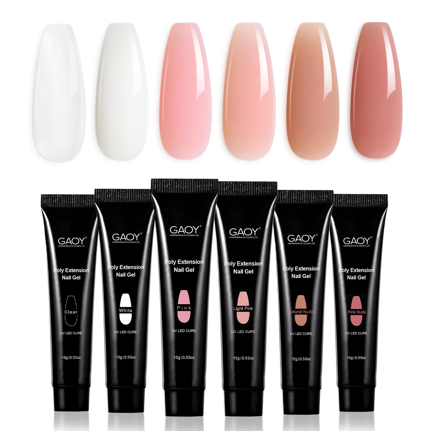 GAOY Poly Gel Set – 6 Nude Pink Builder Gels for Nail Extensions | Beginner to Pro DIY