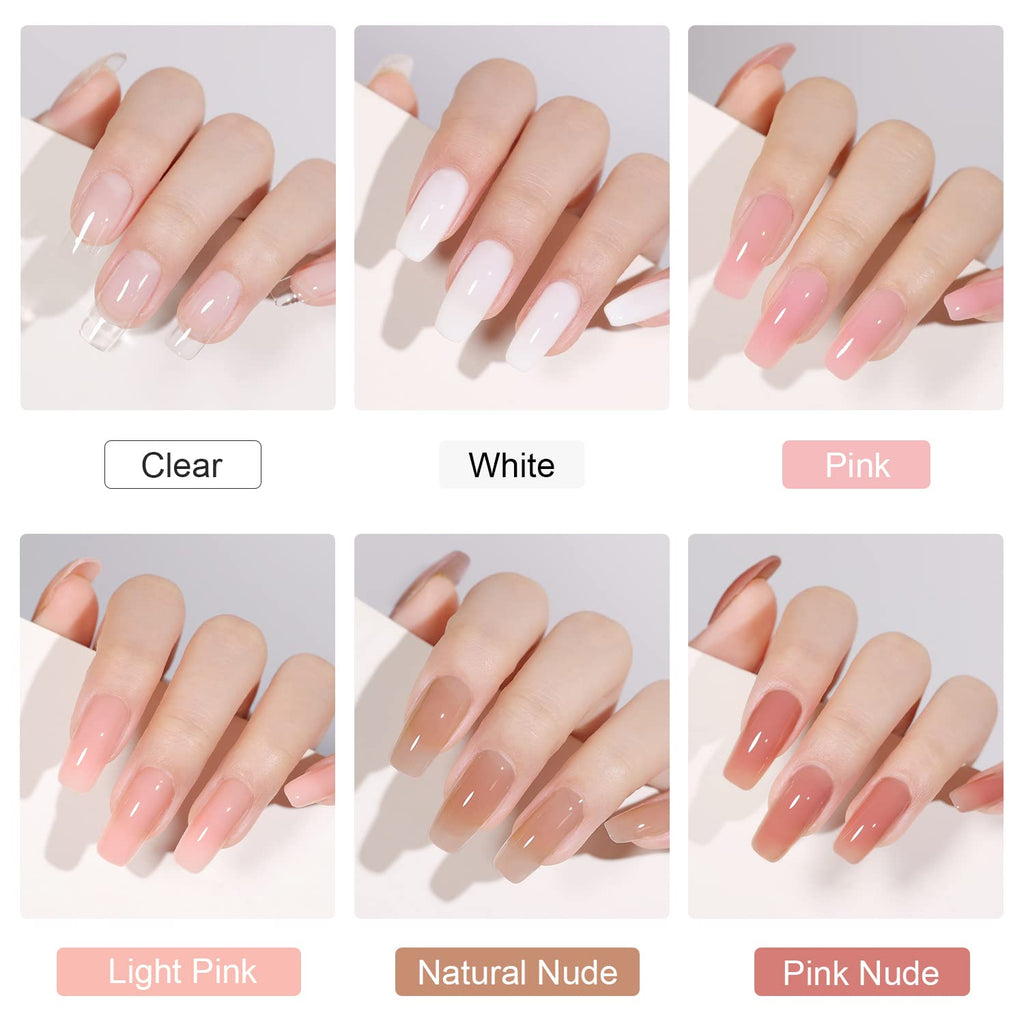 GAOY Poly Gel Set – 6 Nude Pink Builder Gels for Nail Extensions | Beginner to Pro DIY