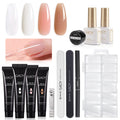 GAOY Poly Nail Extension Gel Kit – 4 Colors + Top & Base Coat, Dual Forms & Tools | All-in-One Builder Gel Set
