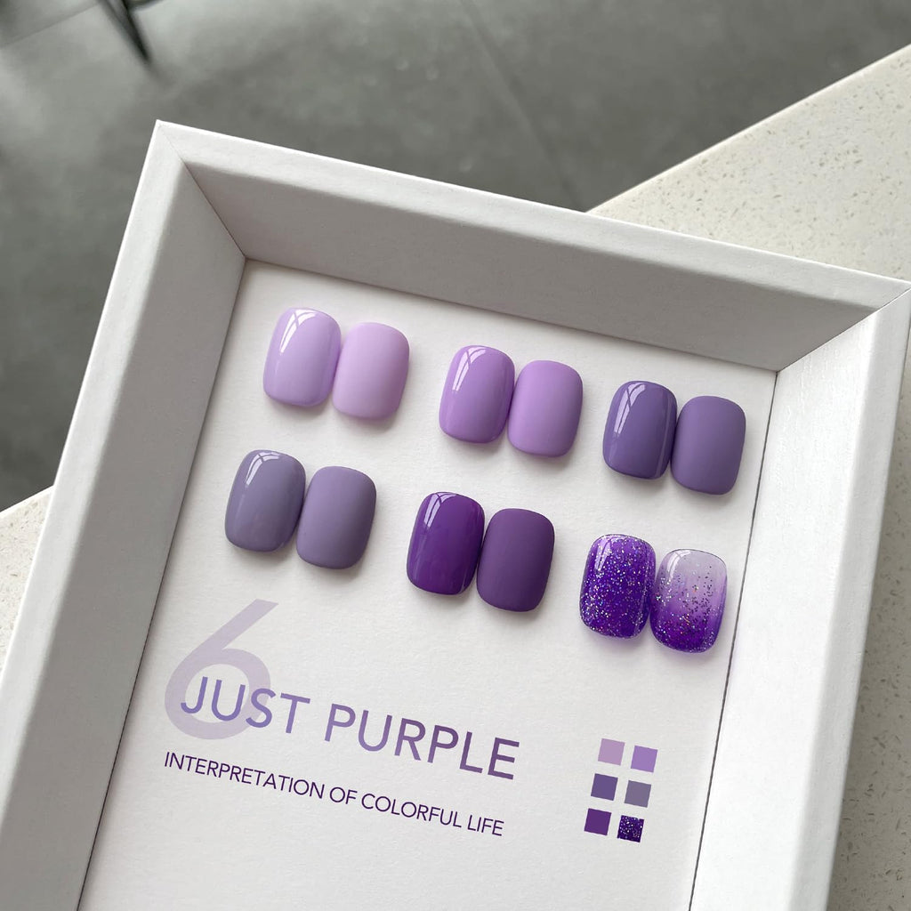 GAOY Purple Gel Nail Polish Set – 6 Glitter Colors, UV Light Cure, DIY Nail Art at Home