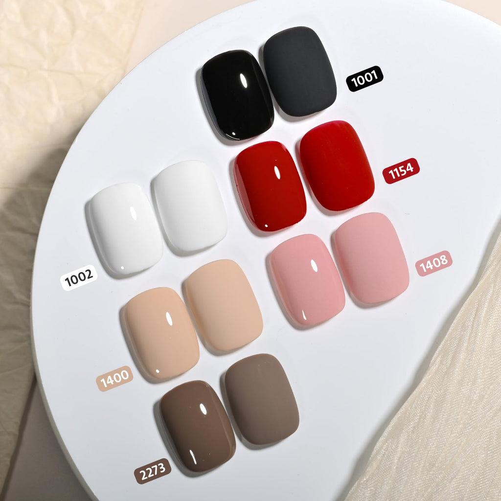 GAOY White Red Black Gel Nail Polish Set – 6 Colors, Soak-Off UV Cure Kit for Home & Salon