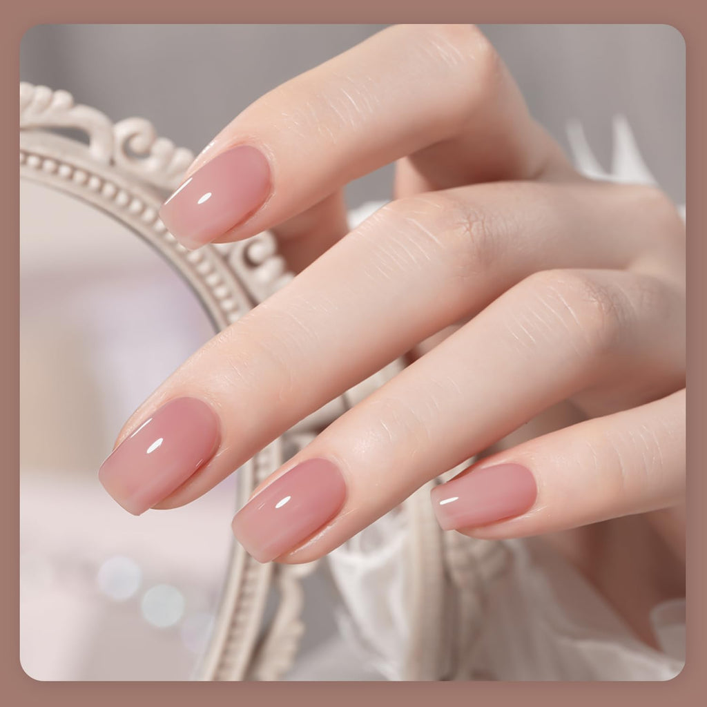 GAOY Rose Brown Jelly Gel Nail Polish Kit – 6 Milky Jelly Colors for At-Home Manicure