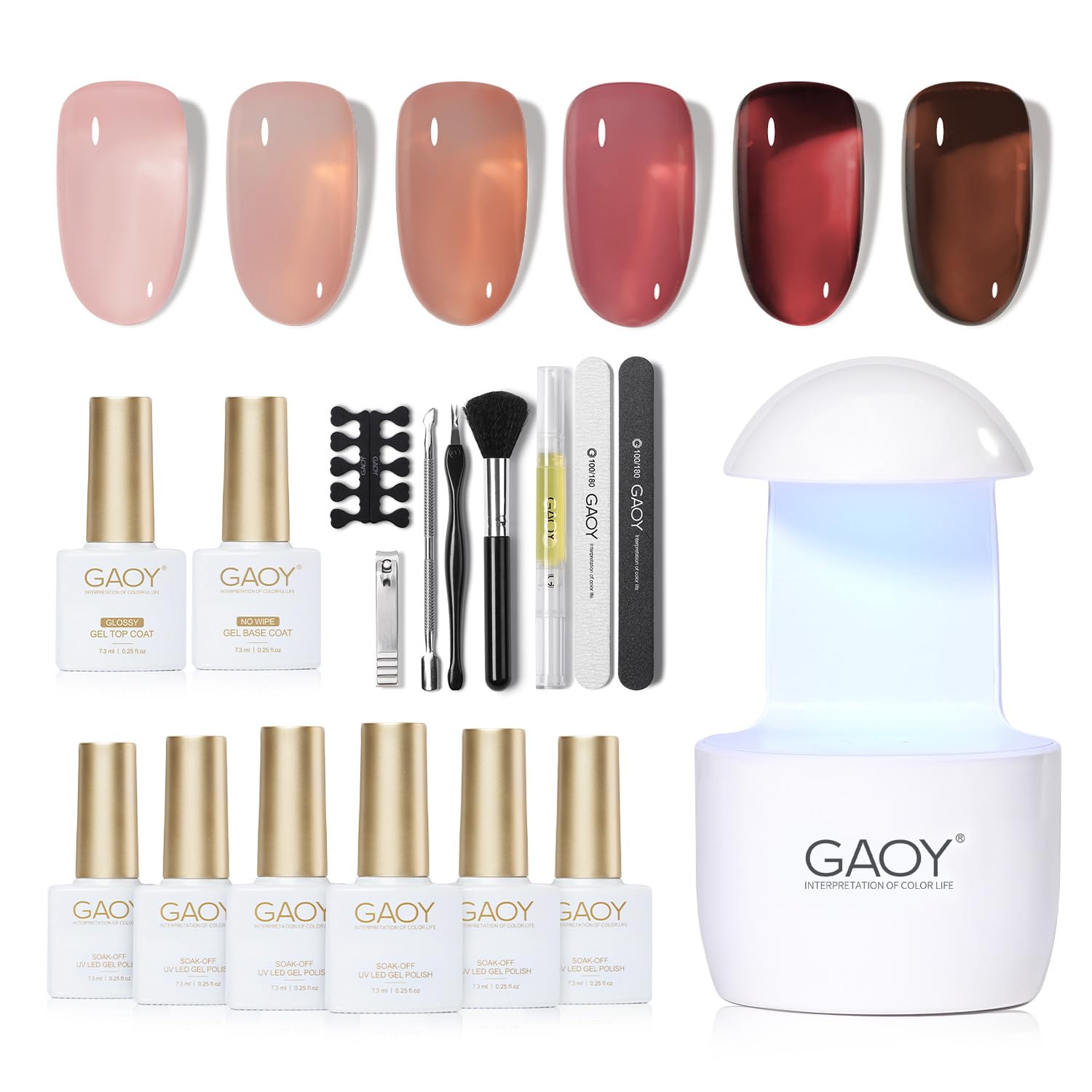 GAOY Gel Nail Polish Kit with UV Light for Beginners – 6 Colors Rose Garden