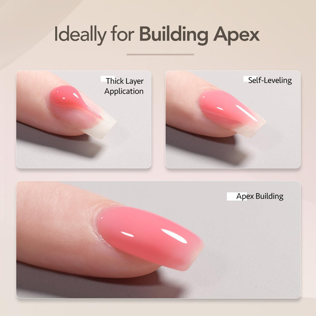 GAOY 6 Colors Rubber Base Gel Set – 2-in-1 Nail Strengthener & Color Gel (Nude to Blush Jelly)