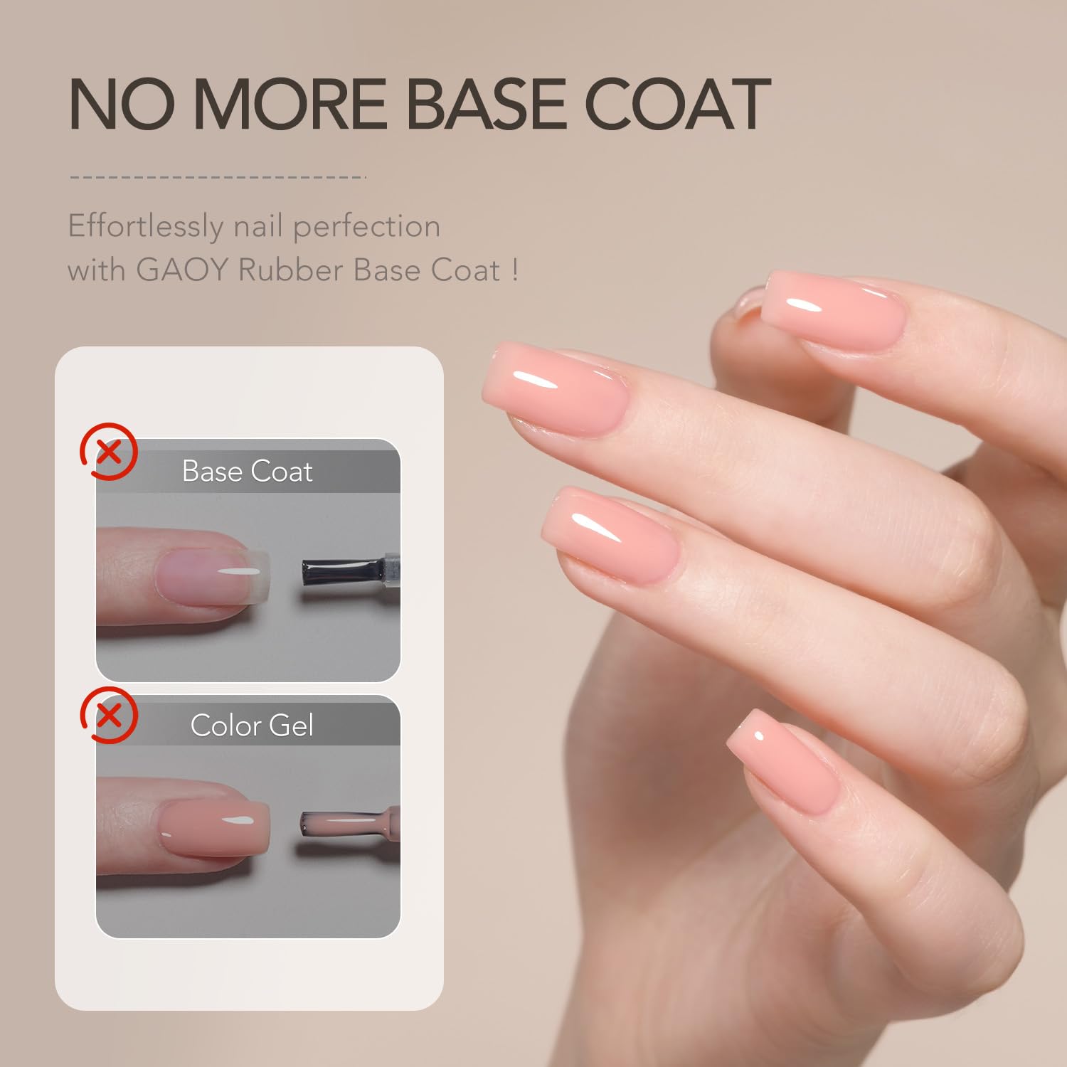 GAOY 6 Colors Rubber Base Gel Set – 2-in-1 Nail Strengthener & Color Gel (Nude to Blush Jelly)