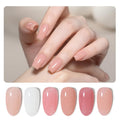 GAOY 6 Colors Rubber Base Gel Set – 2-in-1 Nail Strengthener & Color Gel (Nude to Blush Jelly)