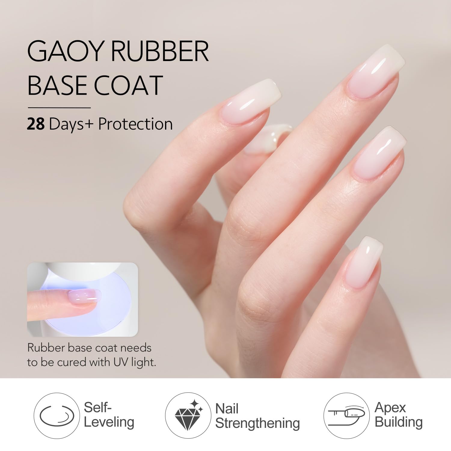 GAOY 6 Colors Rubber Base Gel Set – 2-in-1 Nail Strengthener & Color Gel (Nude to Blush Jelly)