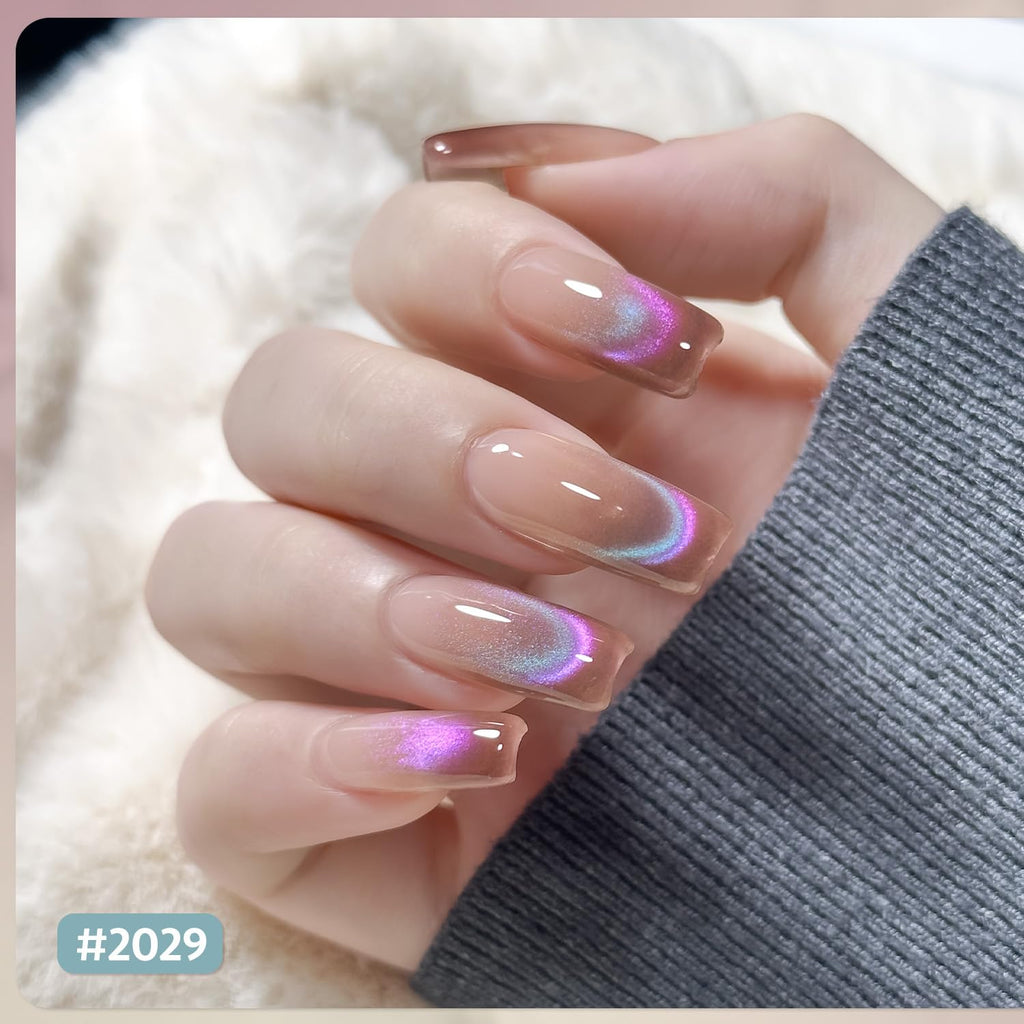 GAOY Cat Eye Gel Nail Polish Set with Magnet | Pink Green Glitter Holographic Cat Eye | DIY Salon-Quality at Home