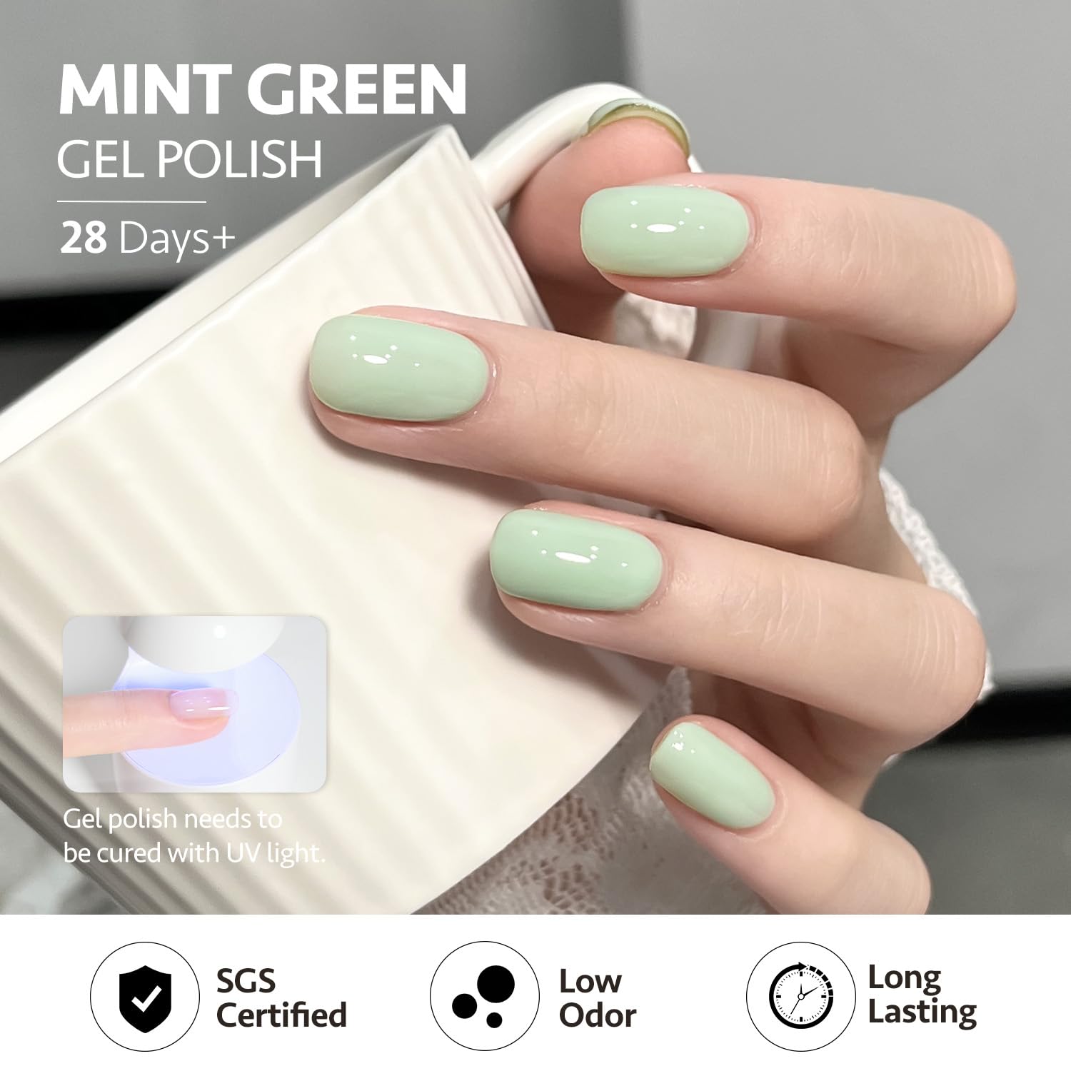 GAOY Cat Eye Gel Nail Polish Set with Magnet – Mint Green Holographic Cat Eye for Home Manicure