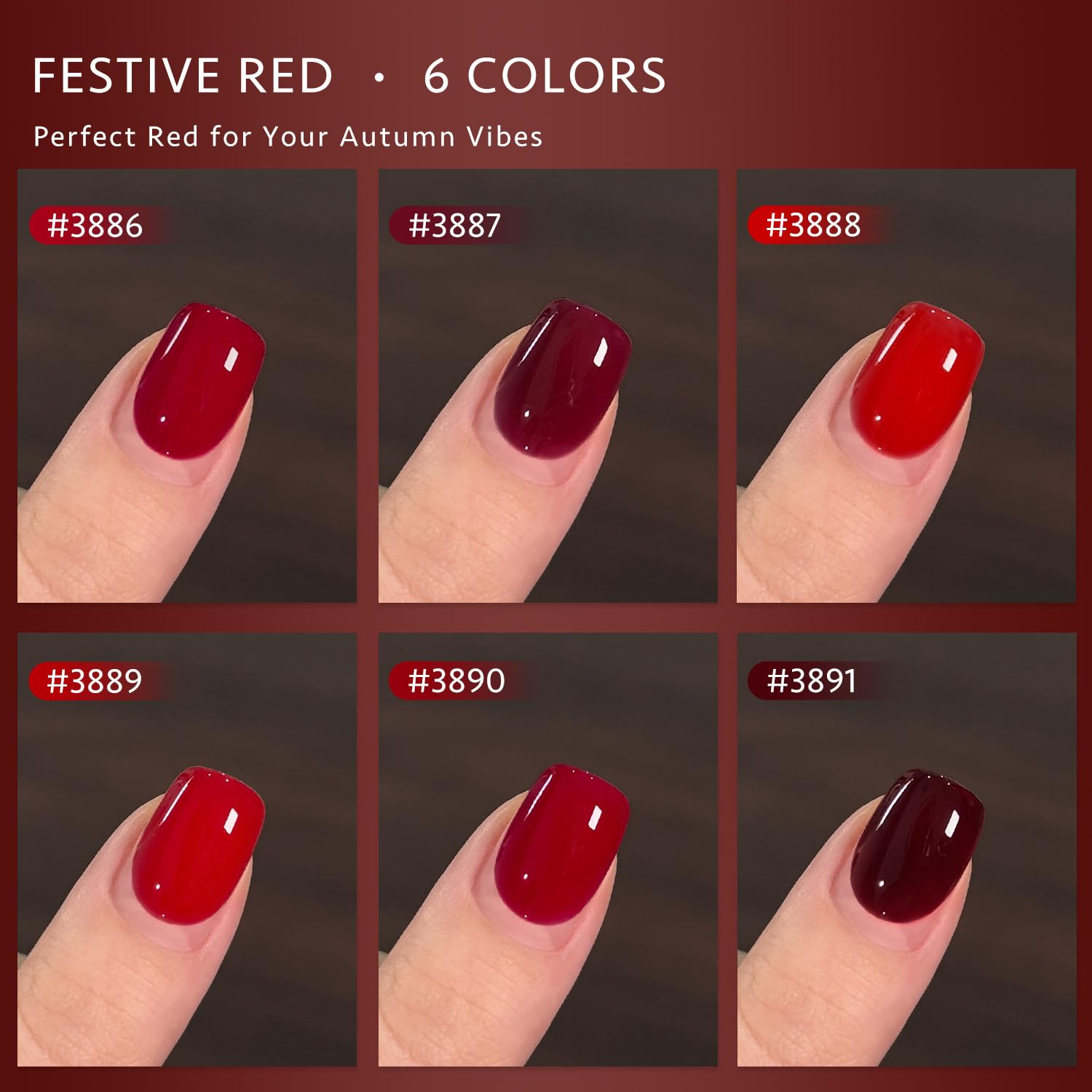 GAOY Festive Red Gel Nail Polish — 6-Color Red Gel Set for DIY Manicure at Home & Salon