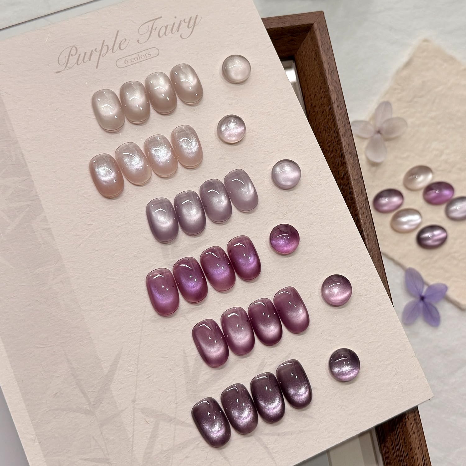 GAOY Purple Cat Eye Gel Polish Kit with Magnet – 6 Glitter Holographic Colors for DIY Manicure