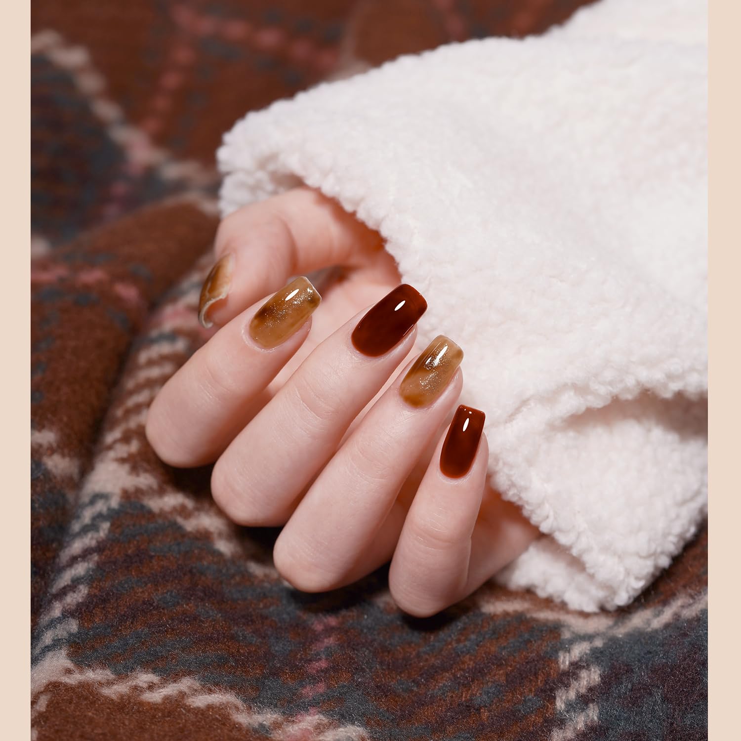GAOY Jelly Tortoise Brown Gel Nail Polish Set – 6 Transparent Colors, UV Light Cure, Soak-Off, DIY at Home