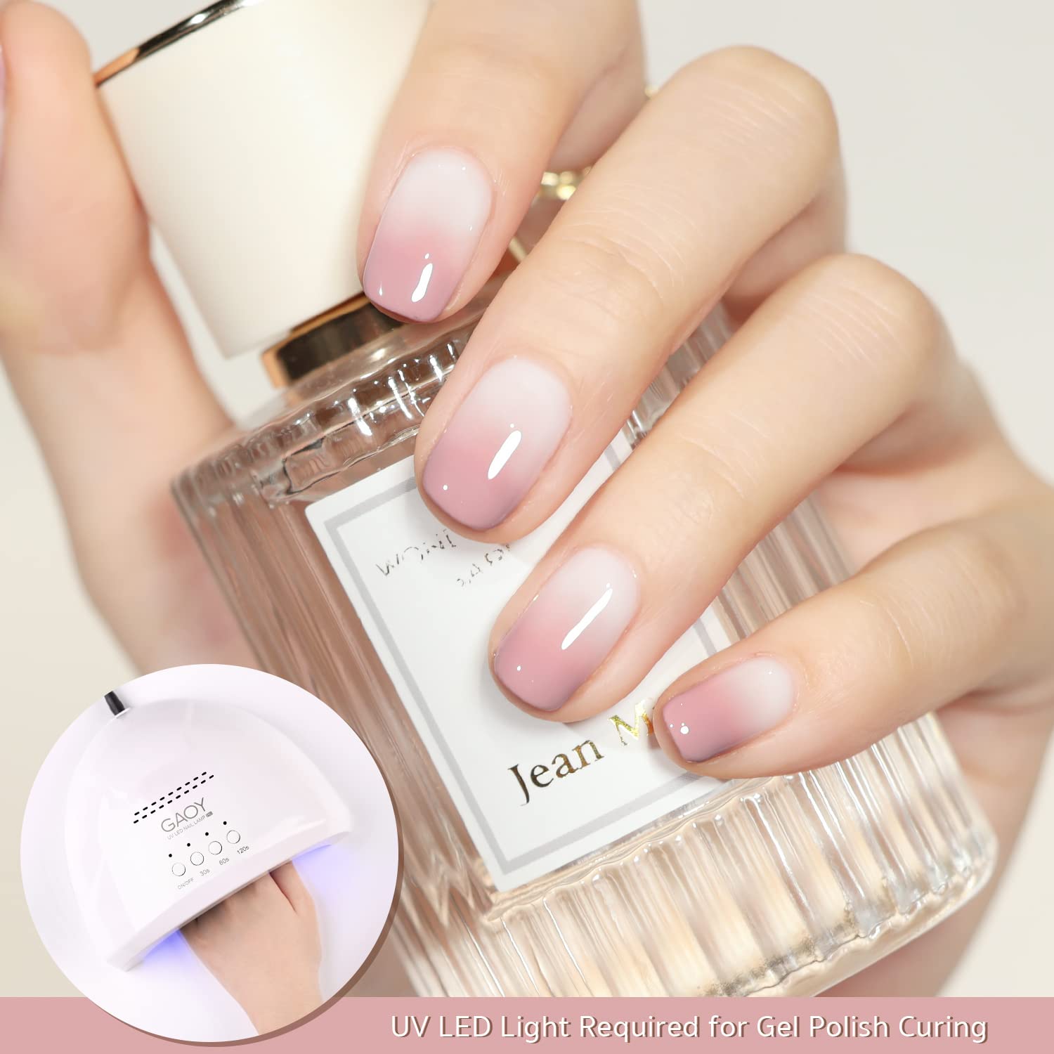 GAOY Pink Nude Gel Nail Polish Set – 6 Neutral Jelly Shades for Salon & Home